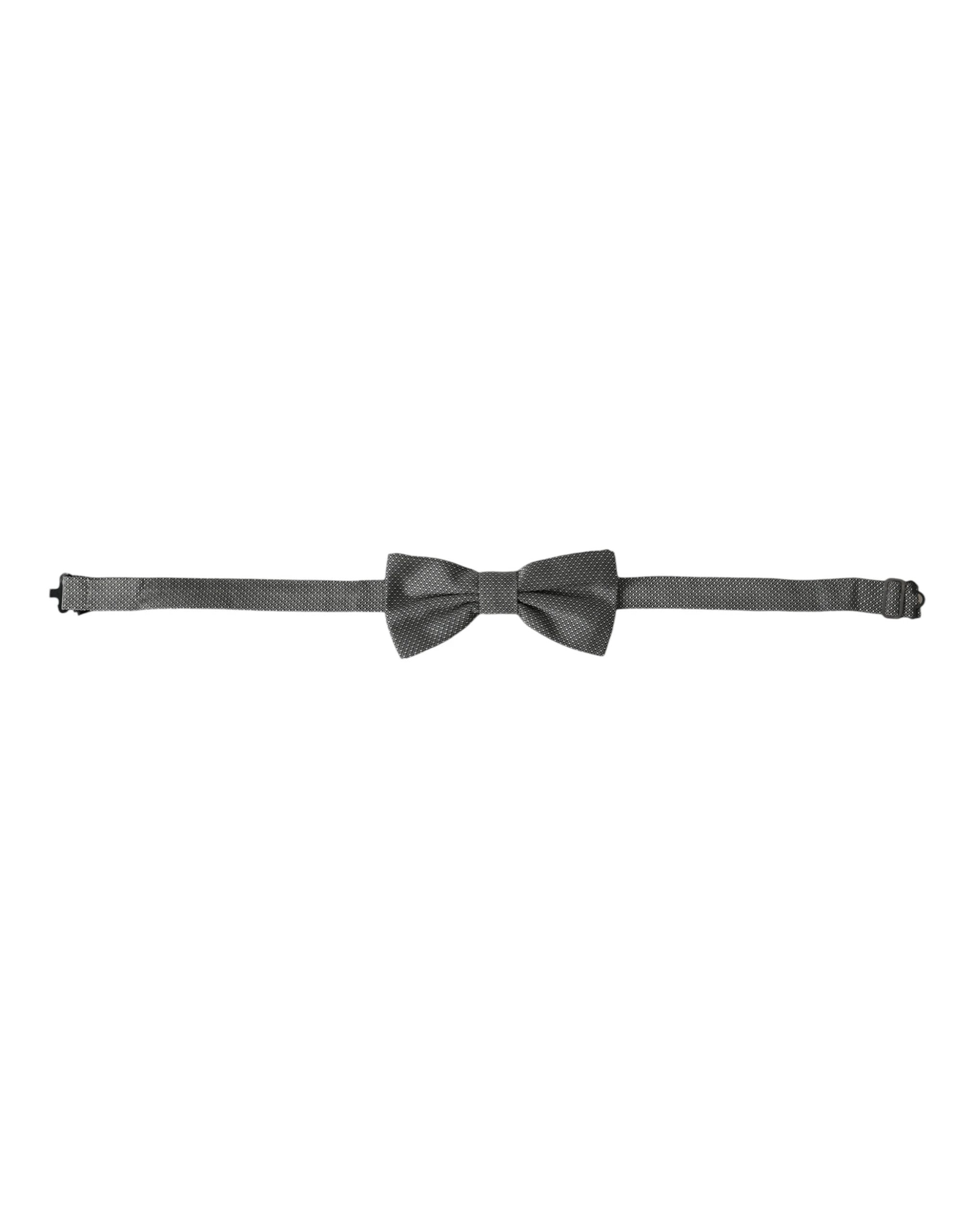 Dolce & Gabbana Gray Silk Patterned Adjustable Neck Men Bow Tie by Dolce & Gabbana