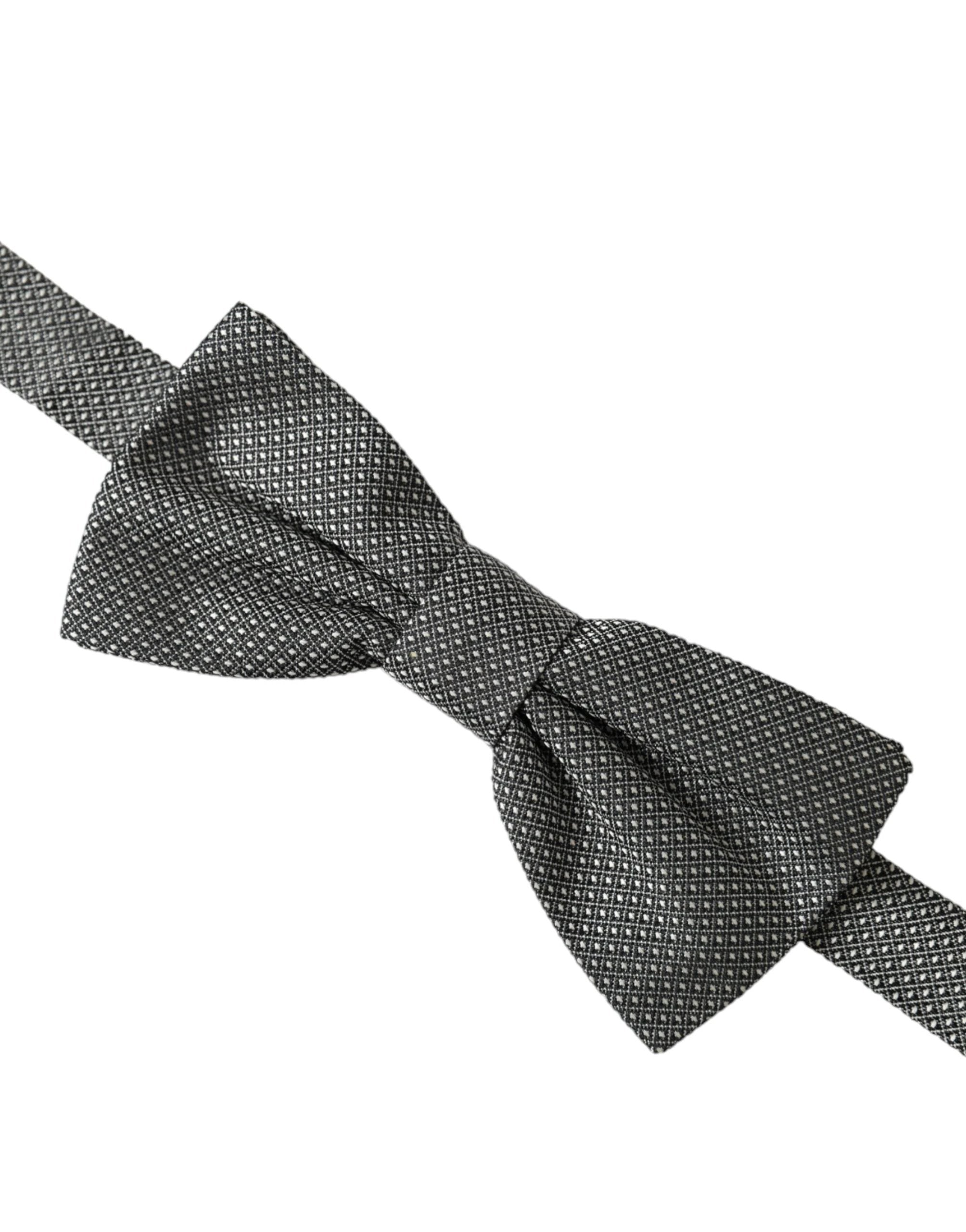 Dolce & Gabbana Gray Silk Patterned Adjustable Neck Men Bow Tie by Dolce & Gabbana