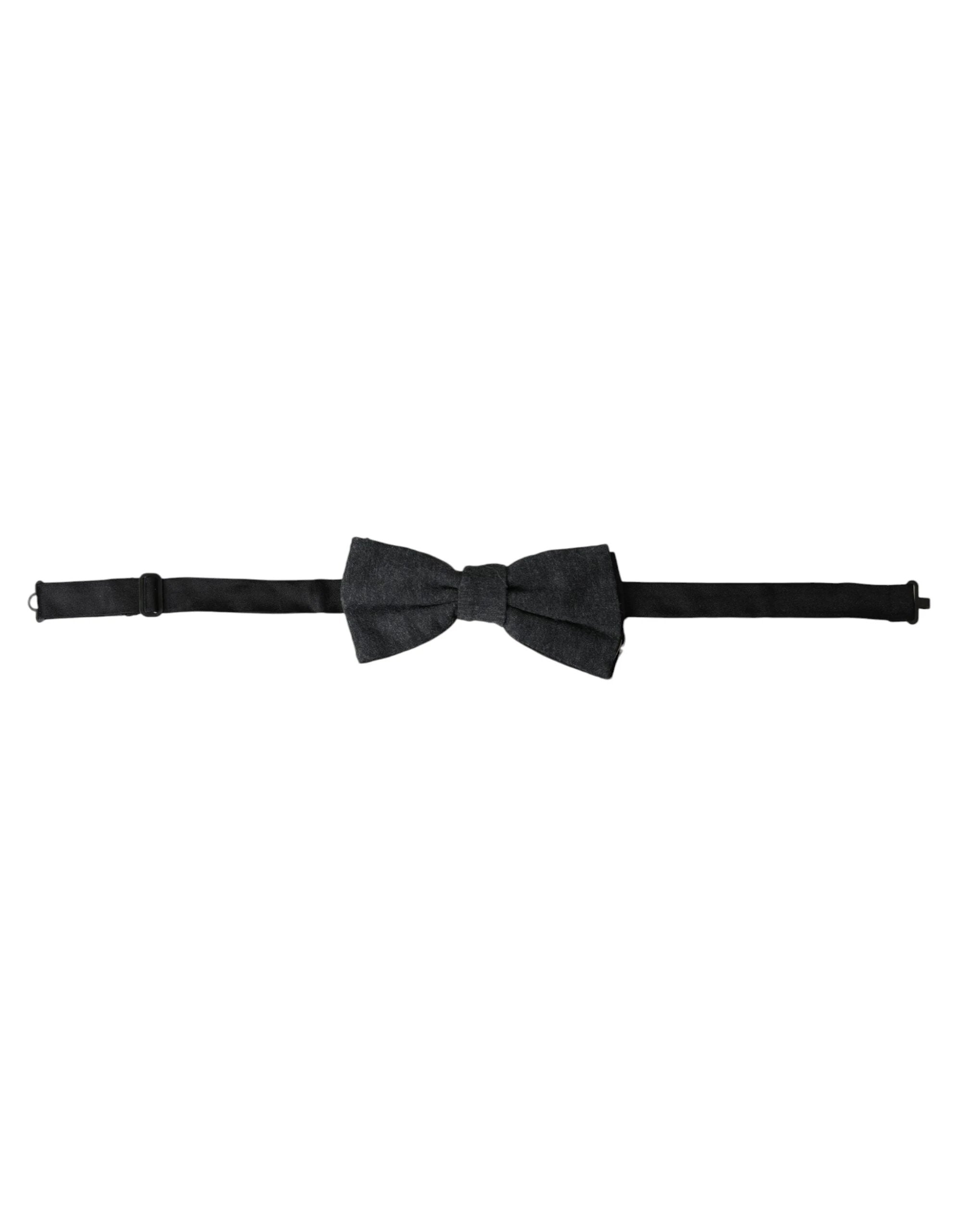 Dolce & Gabbana Dark Gray Silk Adjustable Neck Men Bow Tie by Dolce & Gabbana
