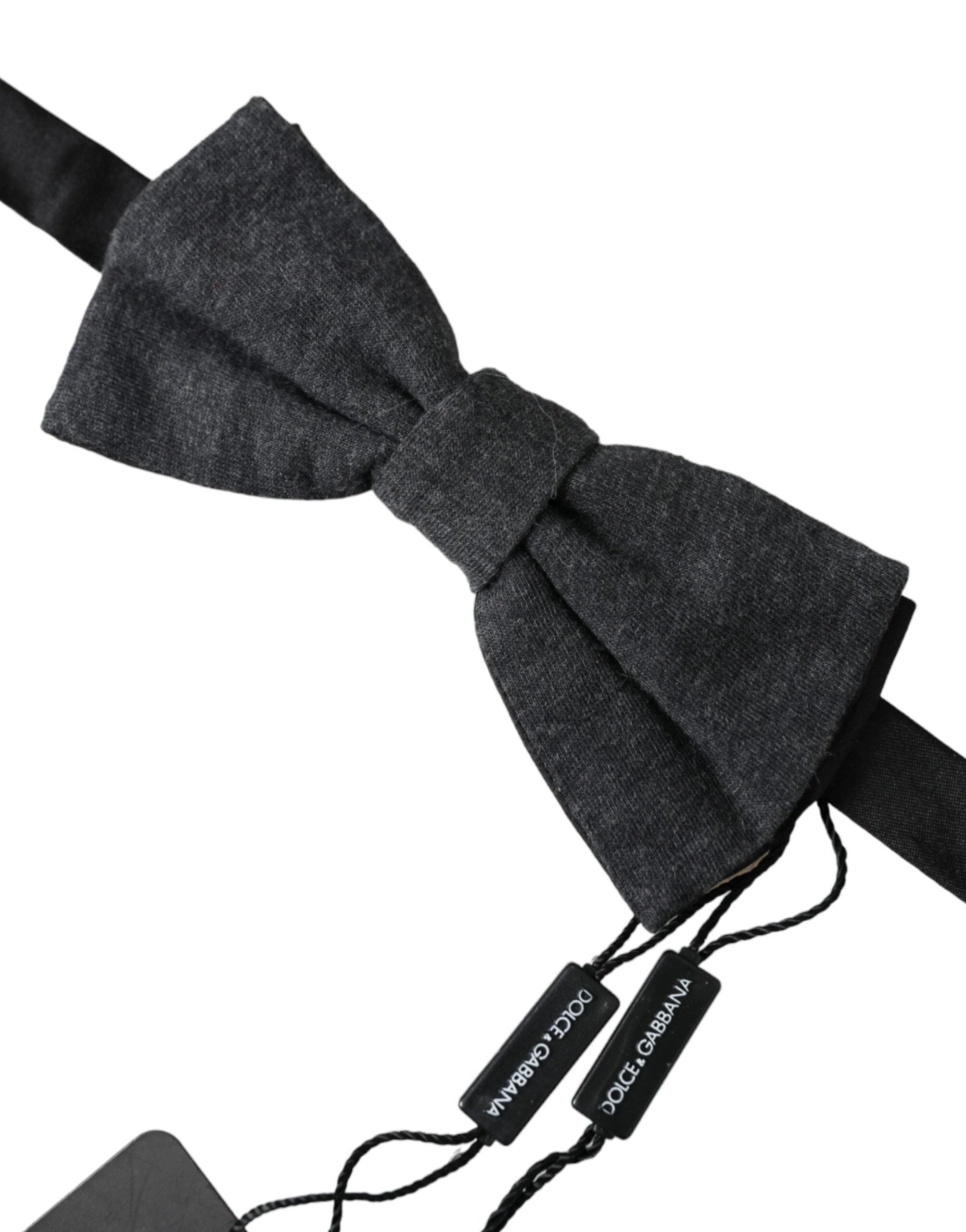Dolce & Gabbana Dark Gray Silk Adjustable Neck Men Bow Tie by Dolce & Gabbana