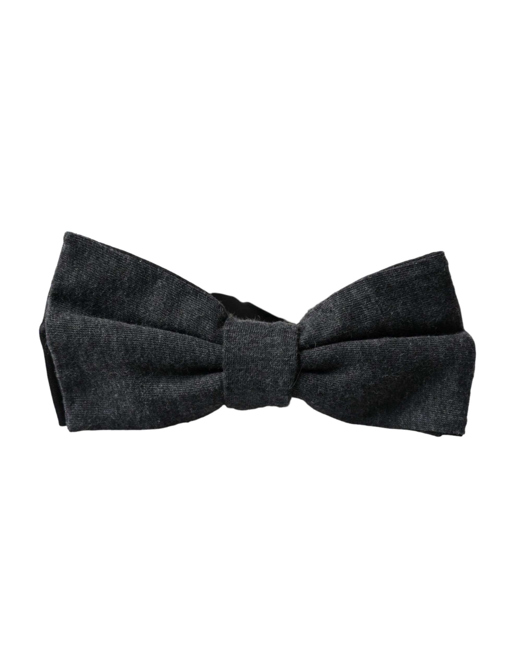 Dolce & Gabbana Dark Gray Silk Adjustable Neck Men Bow Tie by Dolce & Gabbana