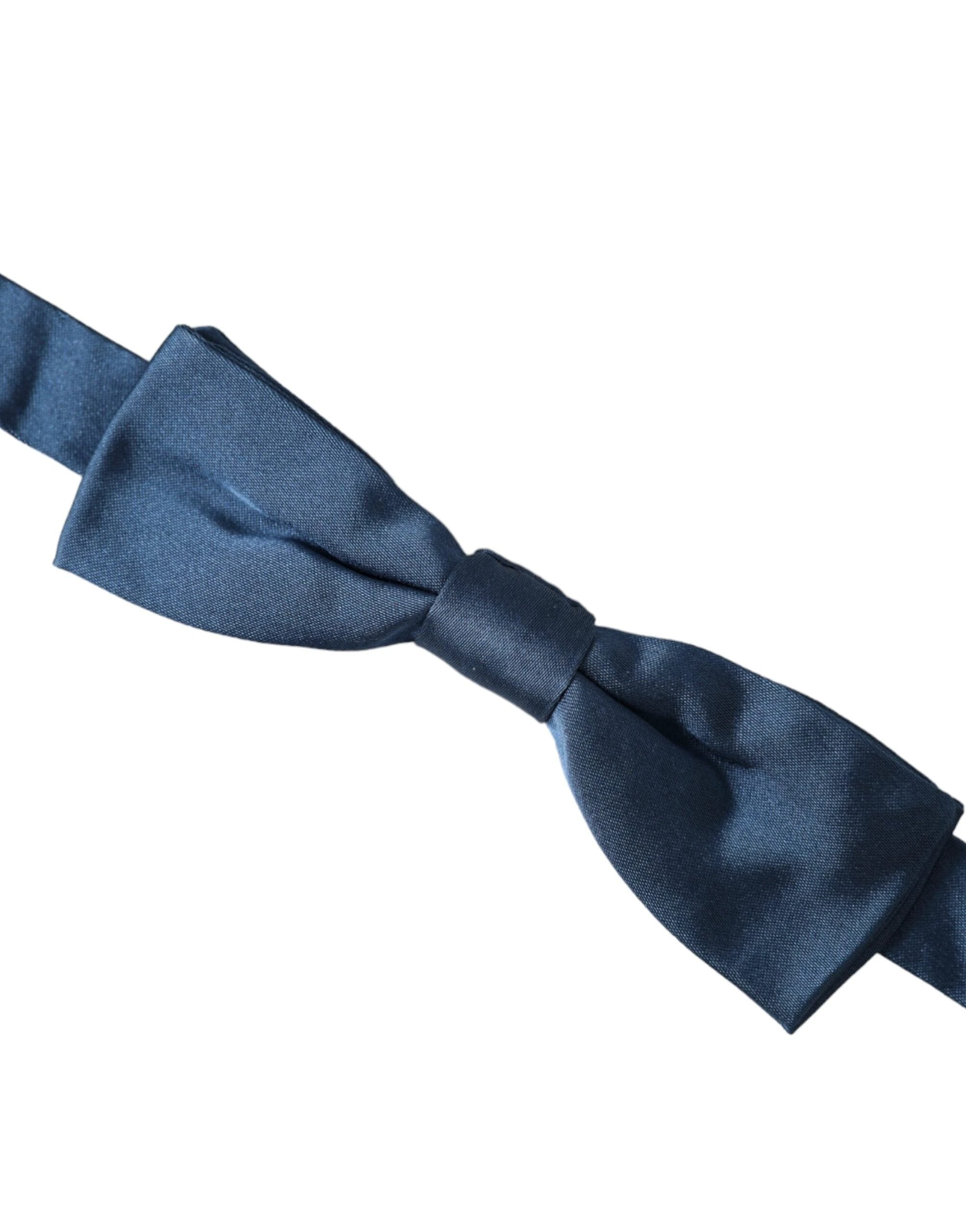 Dolce & Gabbana Blue Satin Silk Adjustable Neck Men Bow Tie by Dolce & Gabbana