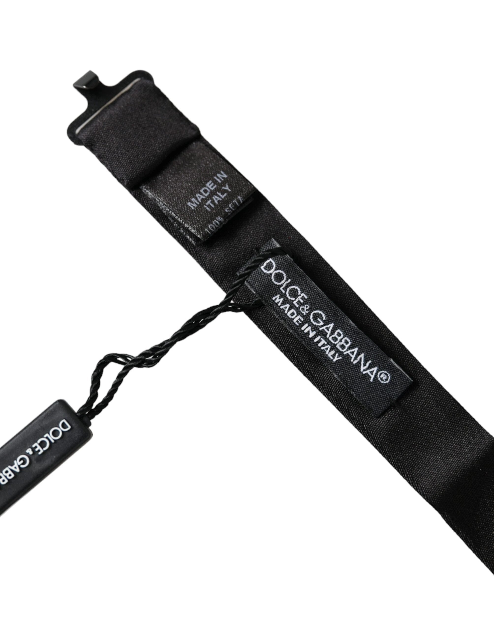 Dolce & Gabbana Black Satin Silk Adjustable Neck Men Bow Tie by Dolce & Gabbana