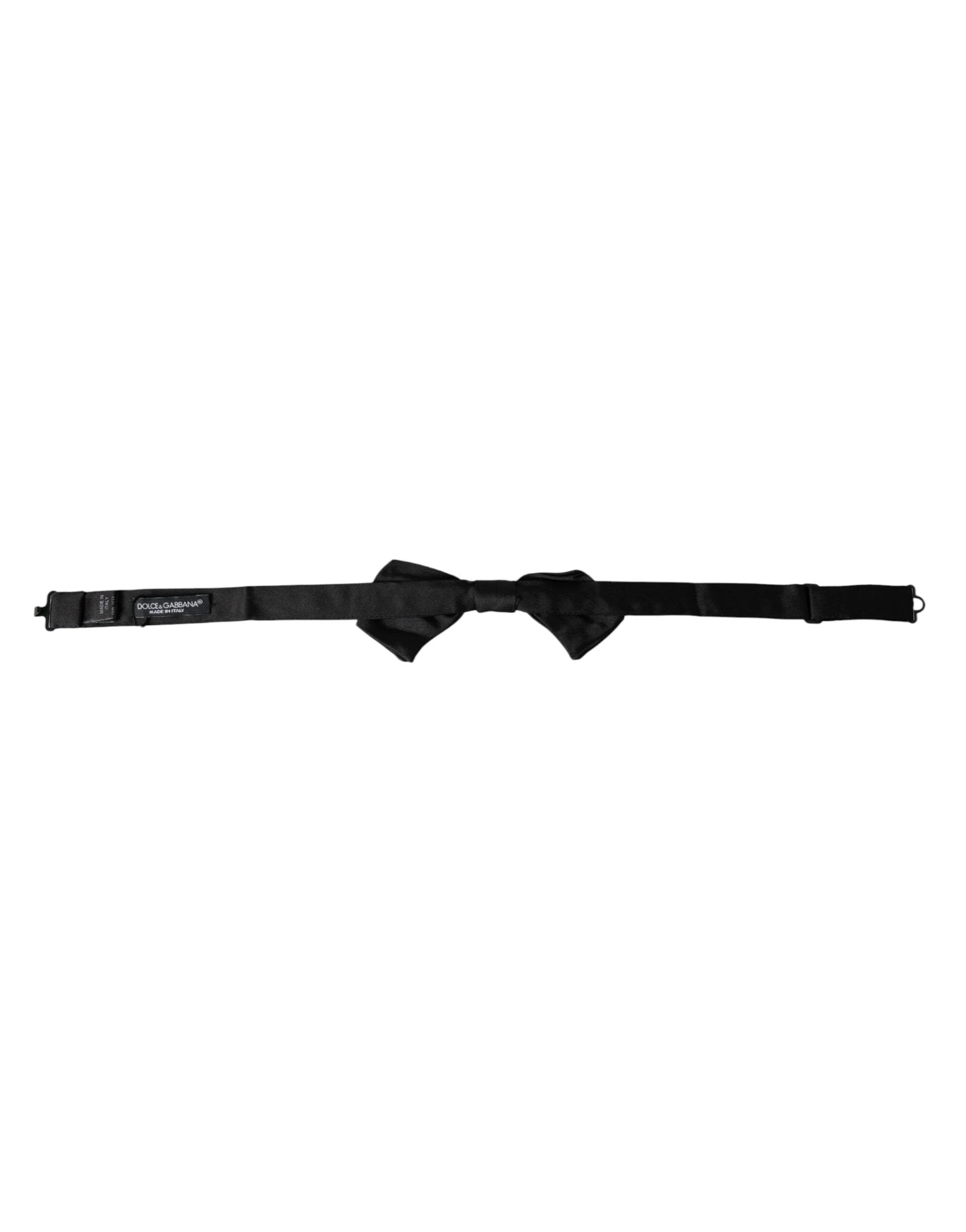 Dolce & Gabbana Black Satin Silk Adjustable Neck Men Bow Tie by Dolce & Gabbana
