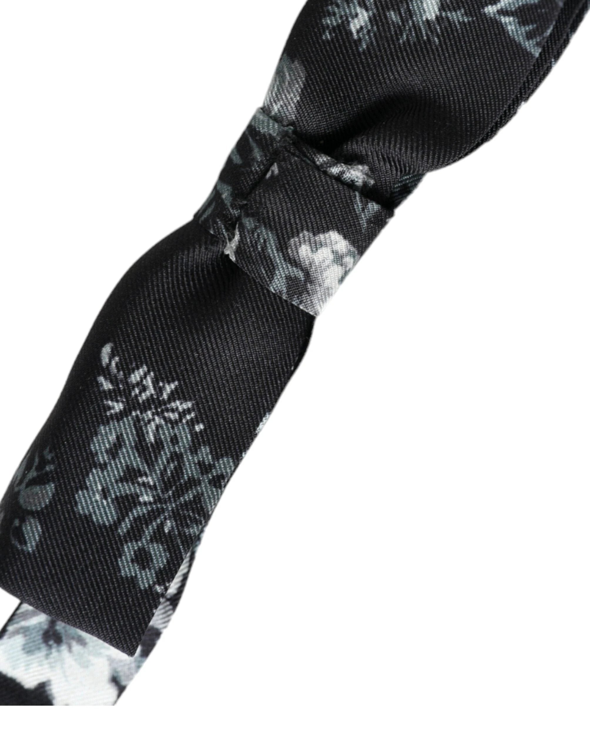 Dolce & Gabbana Black Floral Silk Adjustable Neck Men Bow Tie by Dolce & Gabbana
