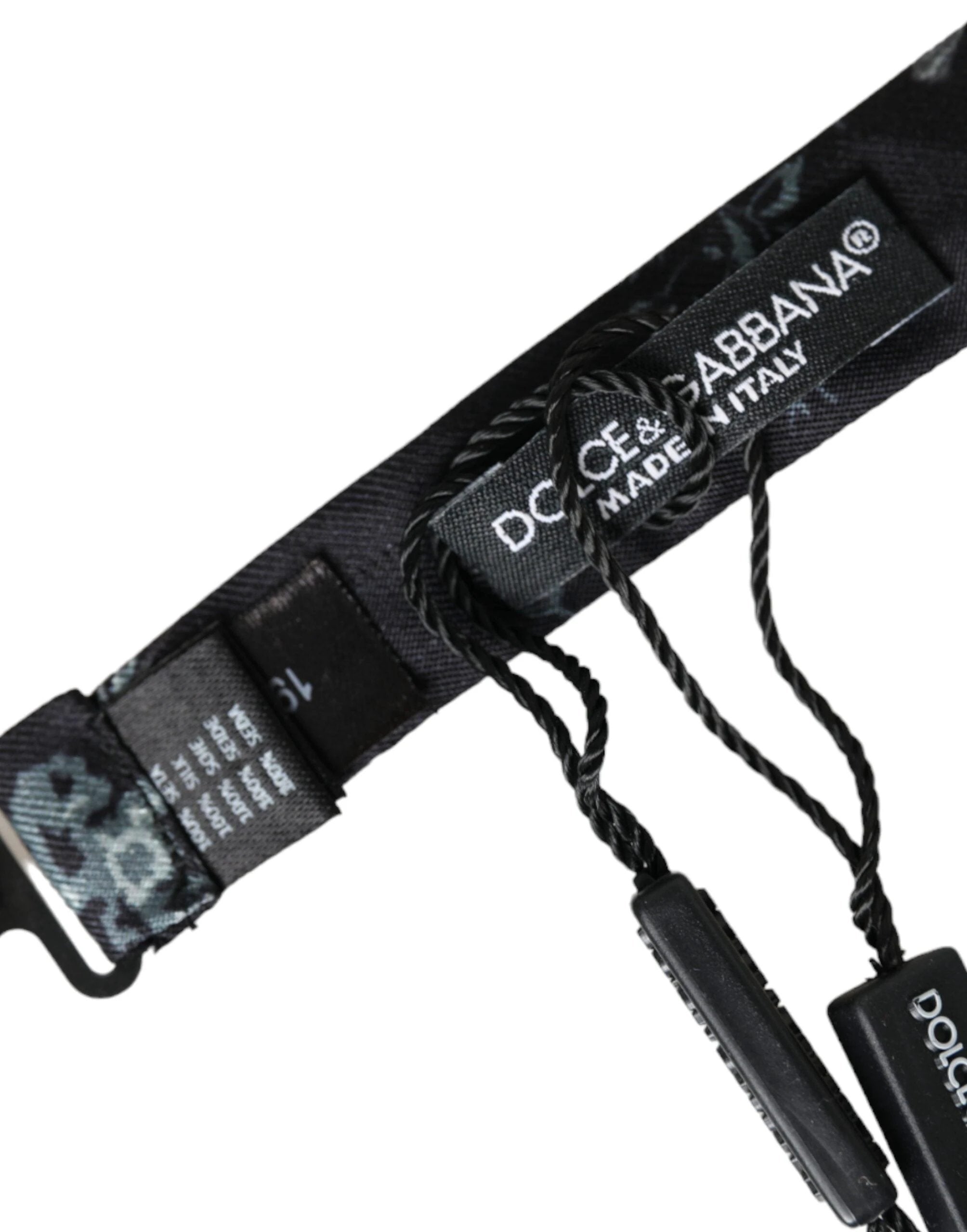 Dolce & Gabbana Black Floral Silk Adjustable Neck Men Bow Tie by Dolce & Gabbana