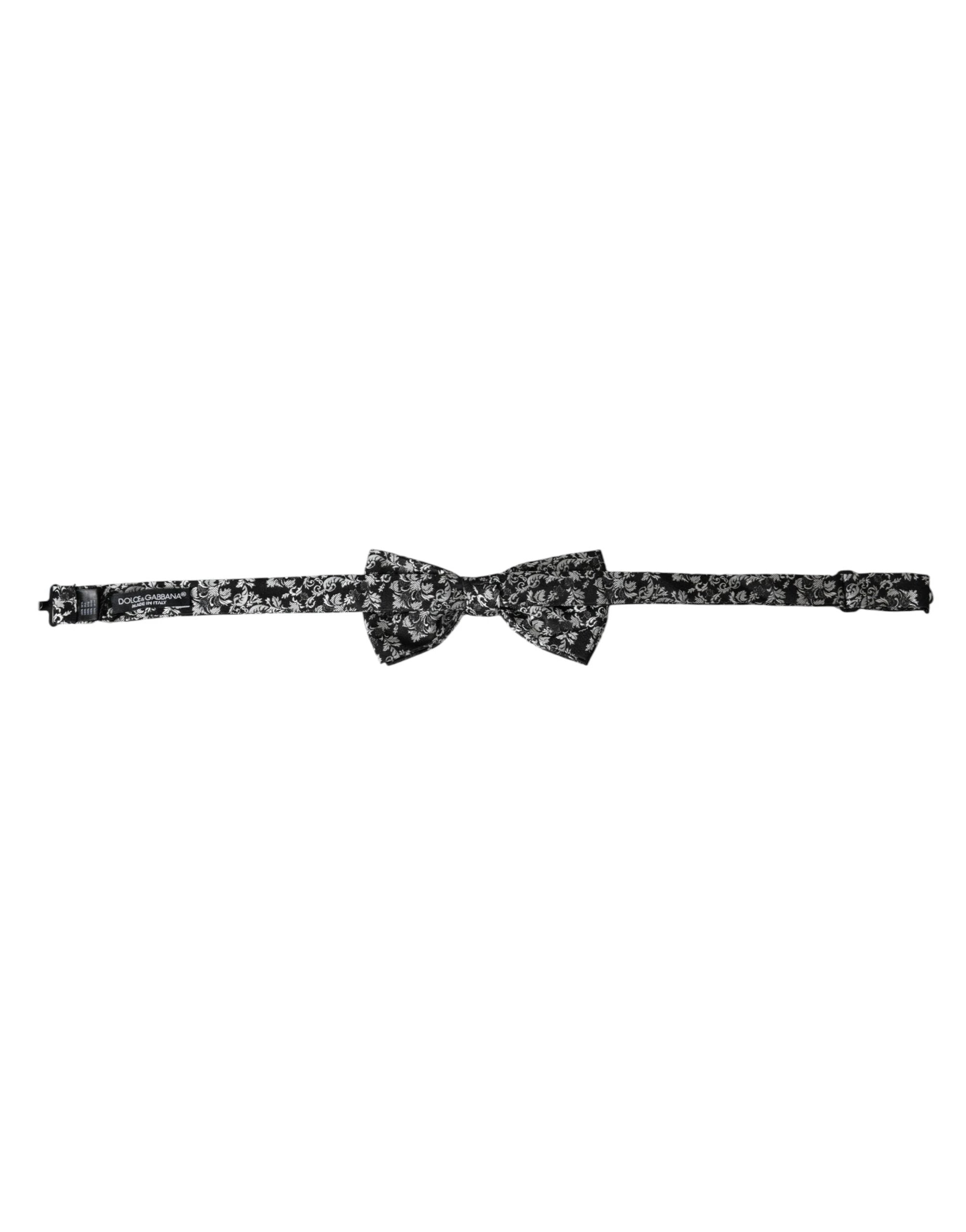 Dolce & Gabbana Black Floral Silk Adjustable Neck Men Bow Tie by Dolce & Gabbana