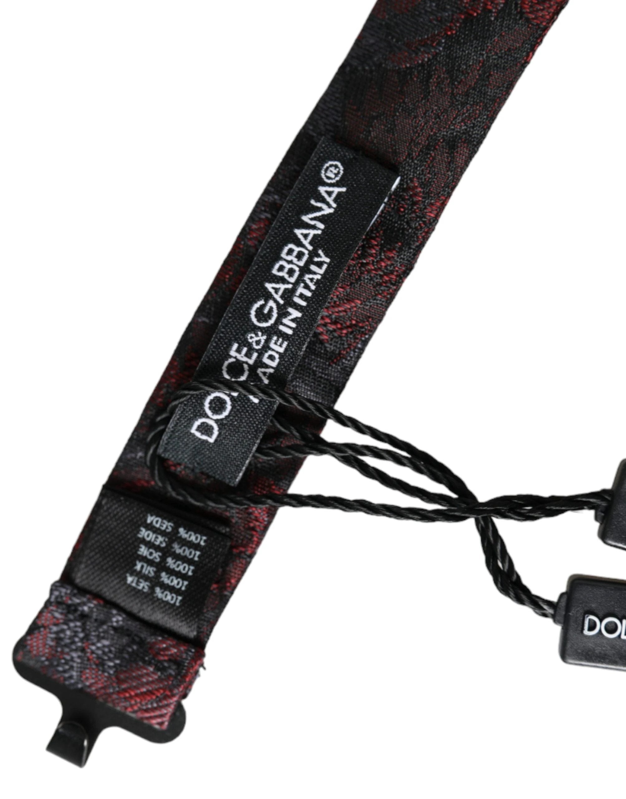 Dolce & Gabbana Red Black Floral Adjustable Neck Men Bow Tie by Dolce & Gabbana