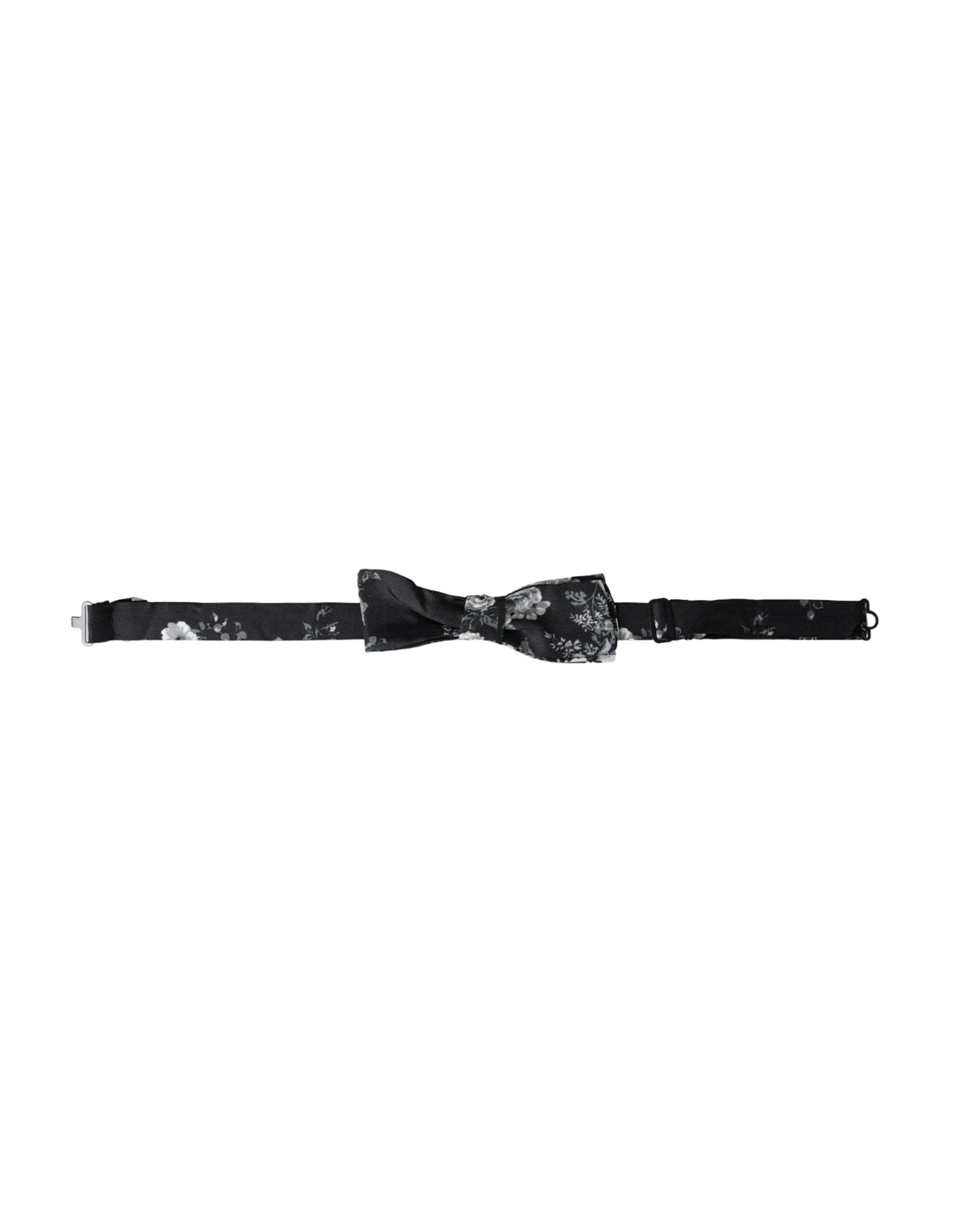 Dolce & Gabbana Black Floral Fantasy Adjustable Neck Men Bow Tie by Dolce & Gabbana