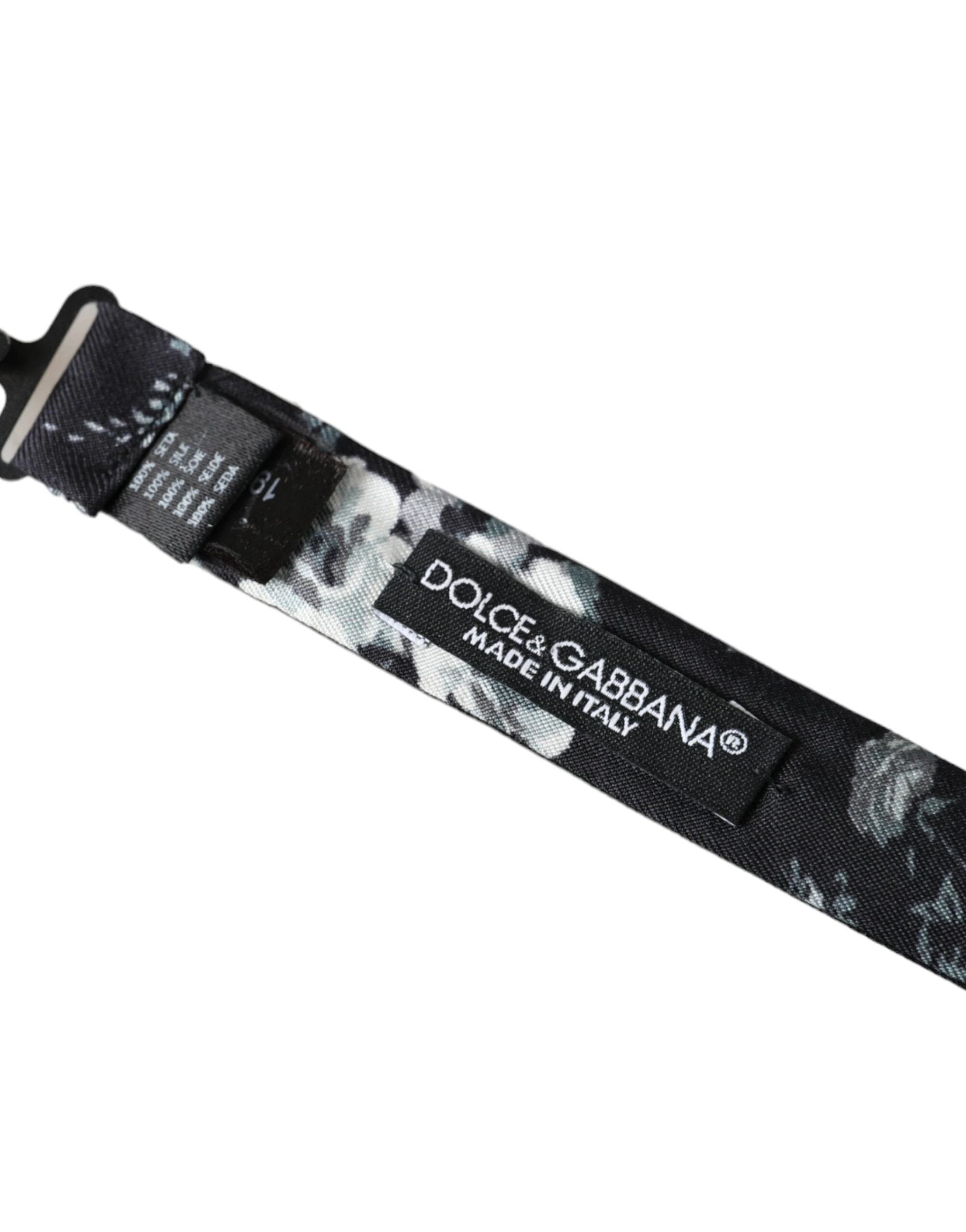 Dolce & Gabbana Black Floral Fantasy Adjustable Neck Men Bow Tie by Dolce & Gabbana