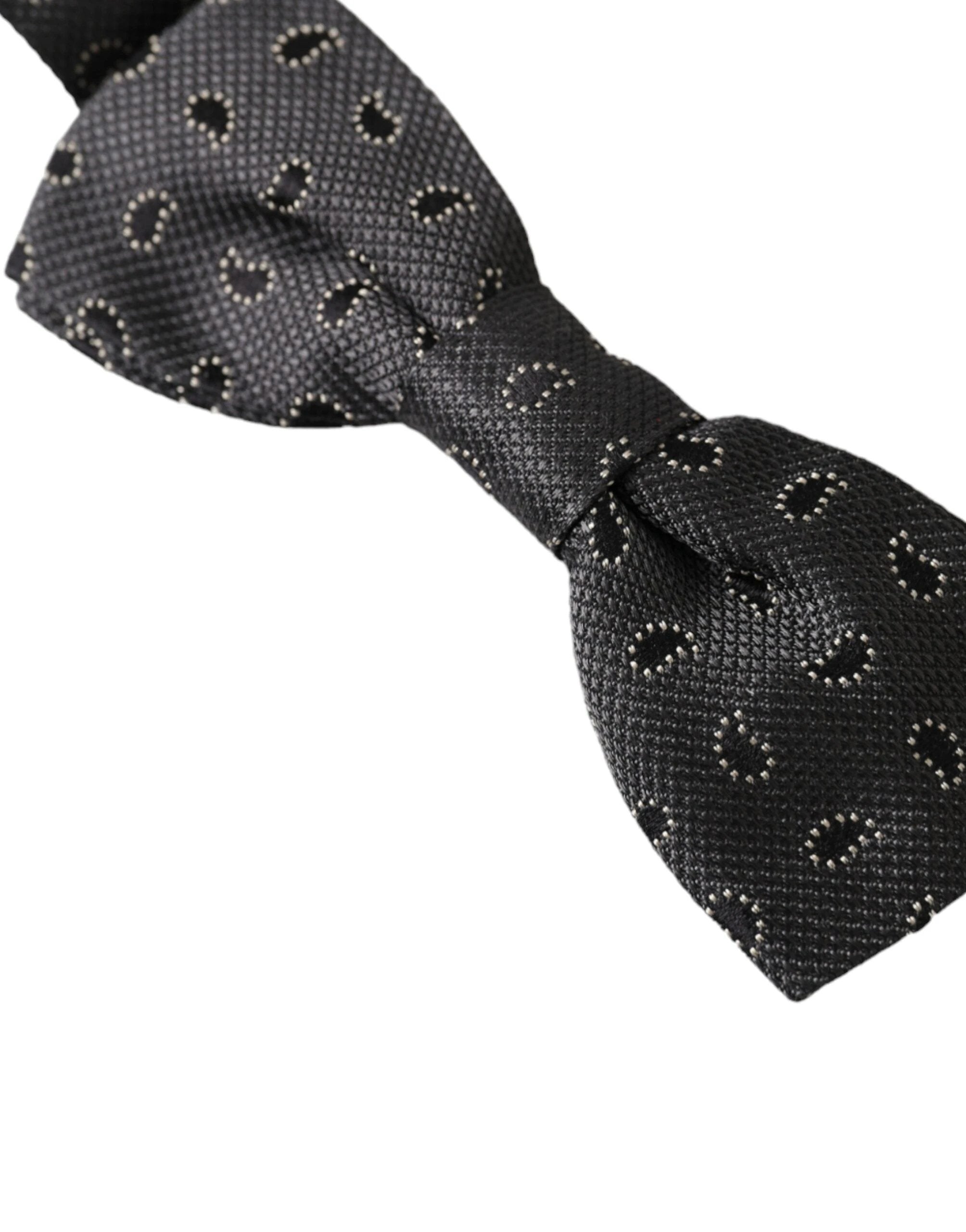 Dolce & Gabbana Black Silk Patterned Adjustable Neck Men Bow Tie by Dolce & Gabbana