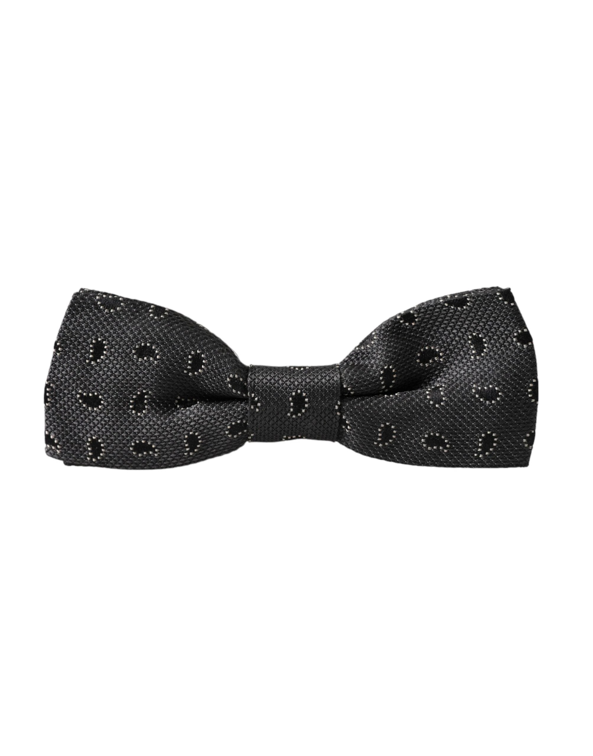 Dolce & Gabbana Black Silk Patterned Adjustable Neck Men Bow Tie by Dolce & Gabbana