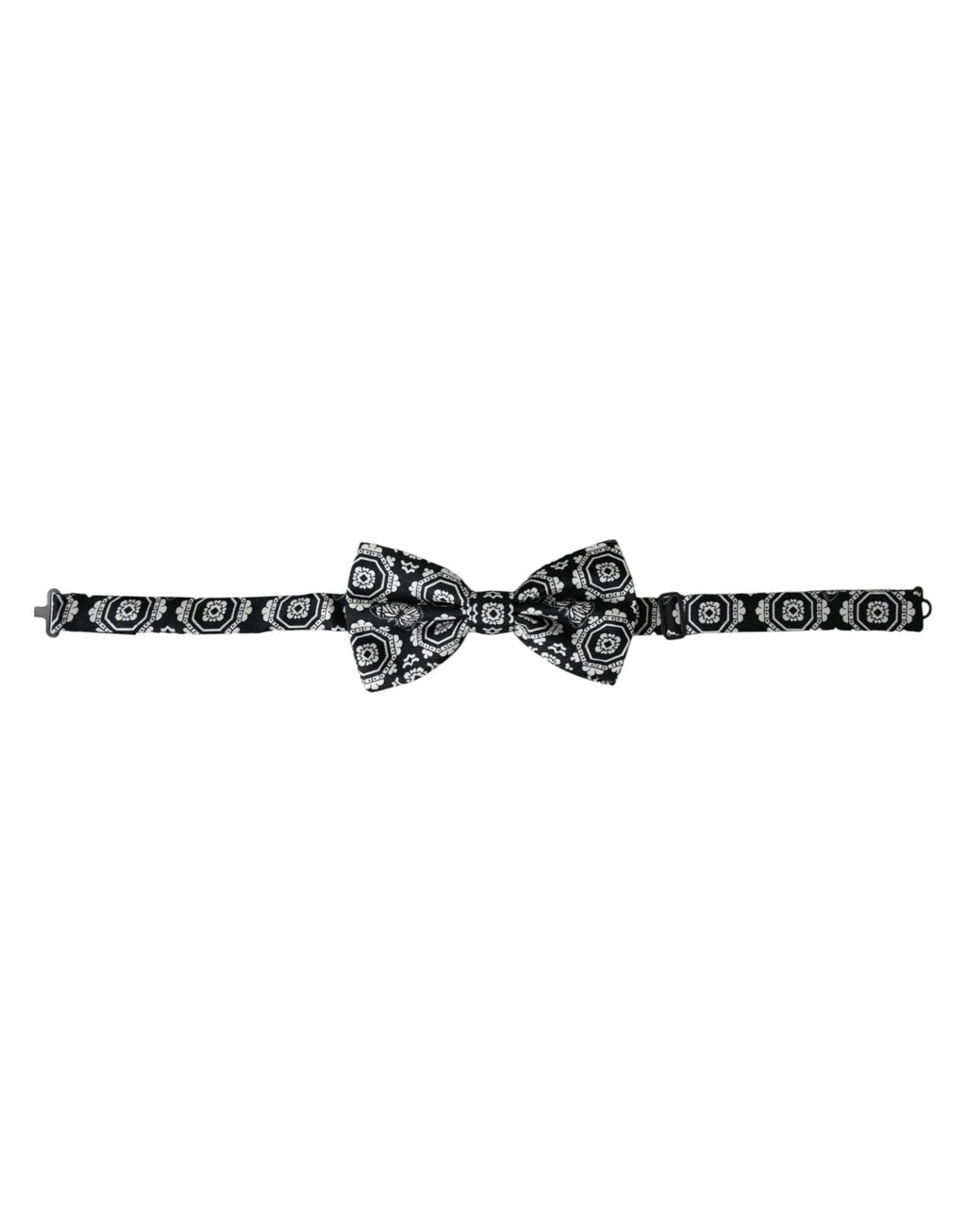 Dolce & Gabbana Black White Printed Adjustable Neck Men Bow Tie by Dolce & Gabbana
