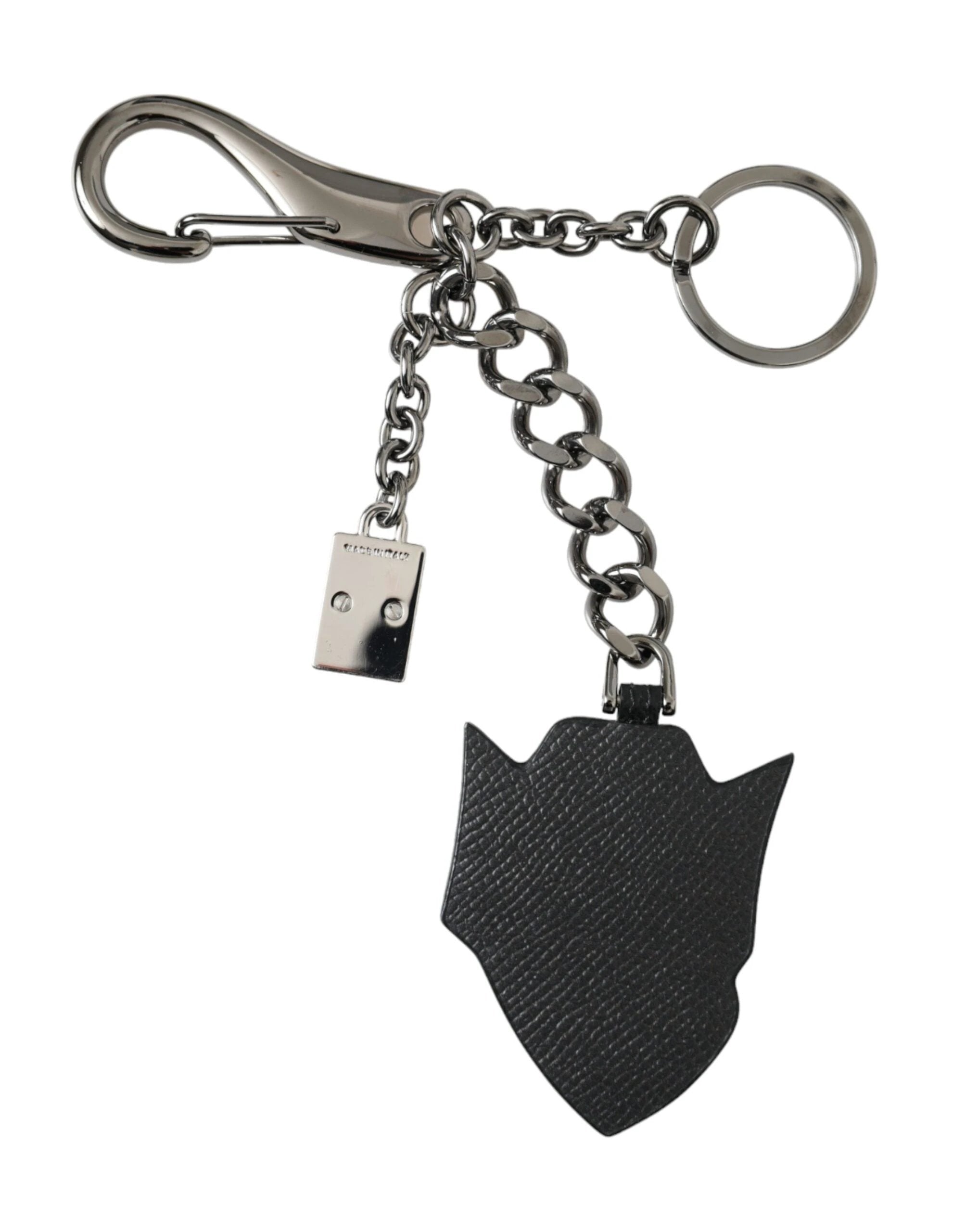 Dolce & Gabbana Black Prince Studs Logo Silver Brass Keychain Keyring by Dolce & Gabbana