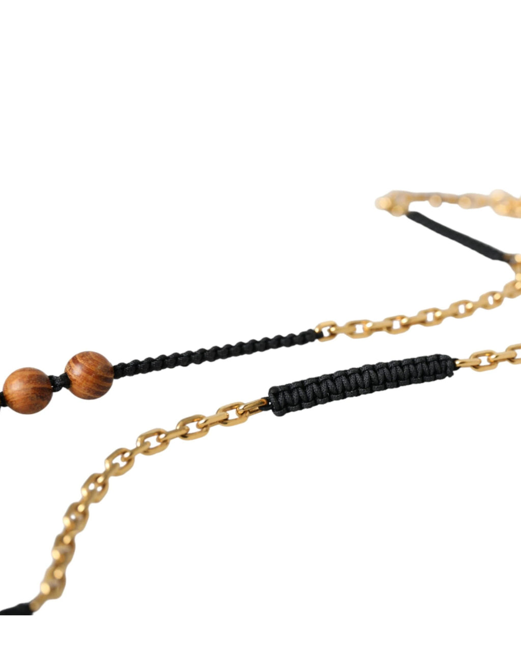 Pendentif Dolce &amp; Gabbana en bois et perles noires et dorées avec logo