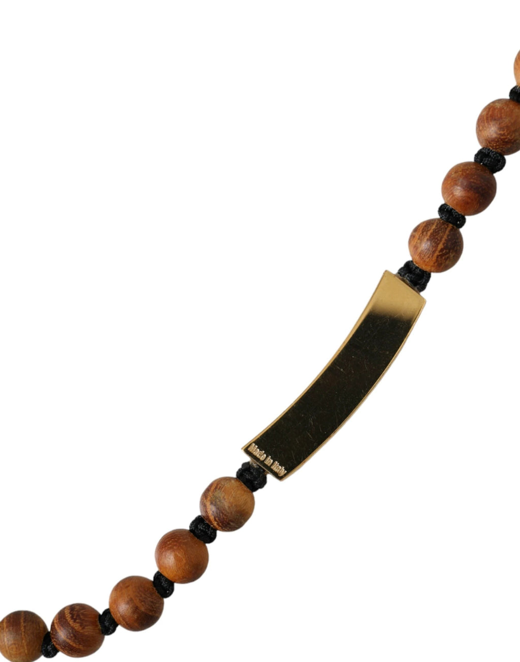 Pendentif Dolce &amp; Gabbana en bois et perles noires et dorées avec logo