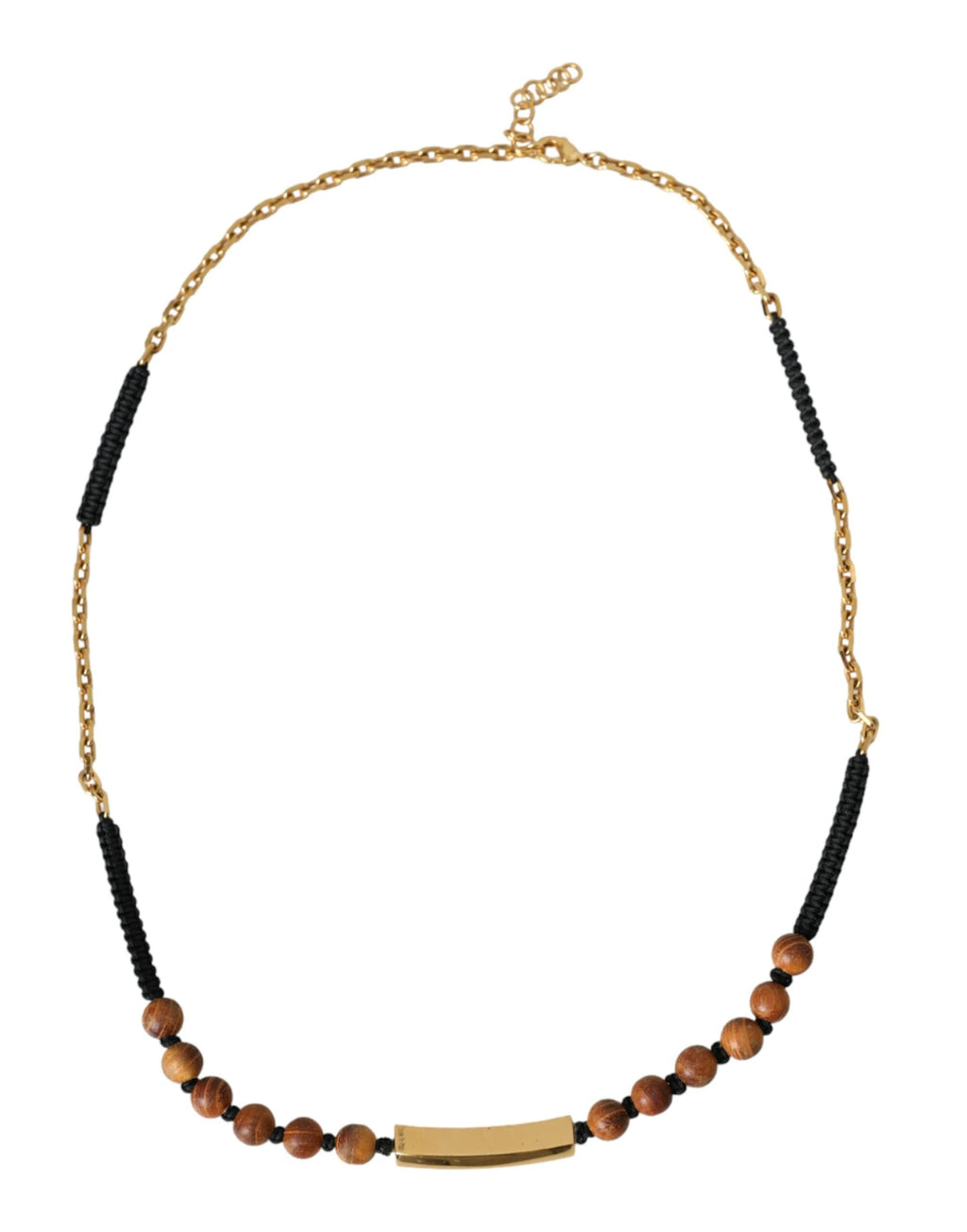 Pendentif Dolce &amp; Gabbana en bois et perles noires et dorées avec logo