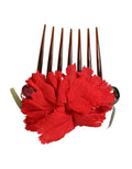 Dolce & Gabbana Red Silk Floral Gold Brass Women Hair Comb by Dolce & Gabbana