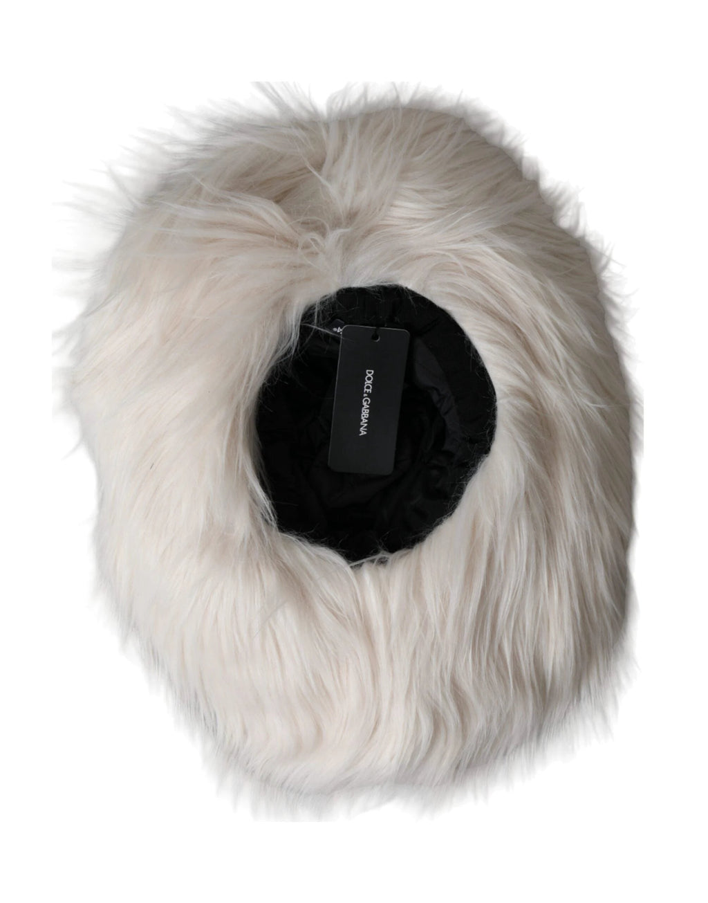 Dolce & Gabbana Off White Acrylic Fur Womens Bucket Hat by Dolce & Gabbana