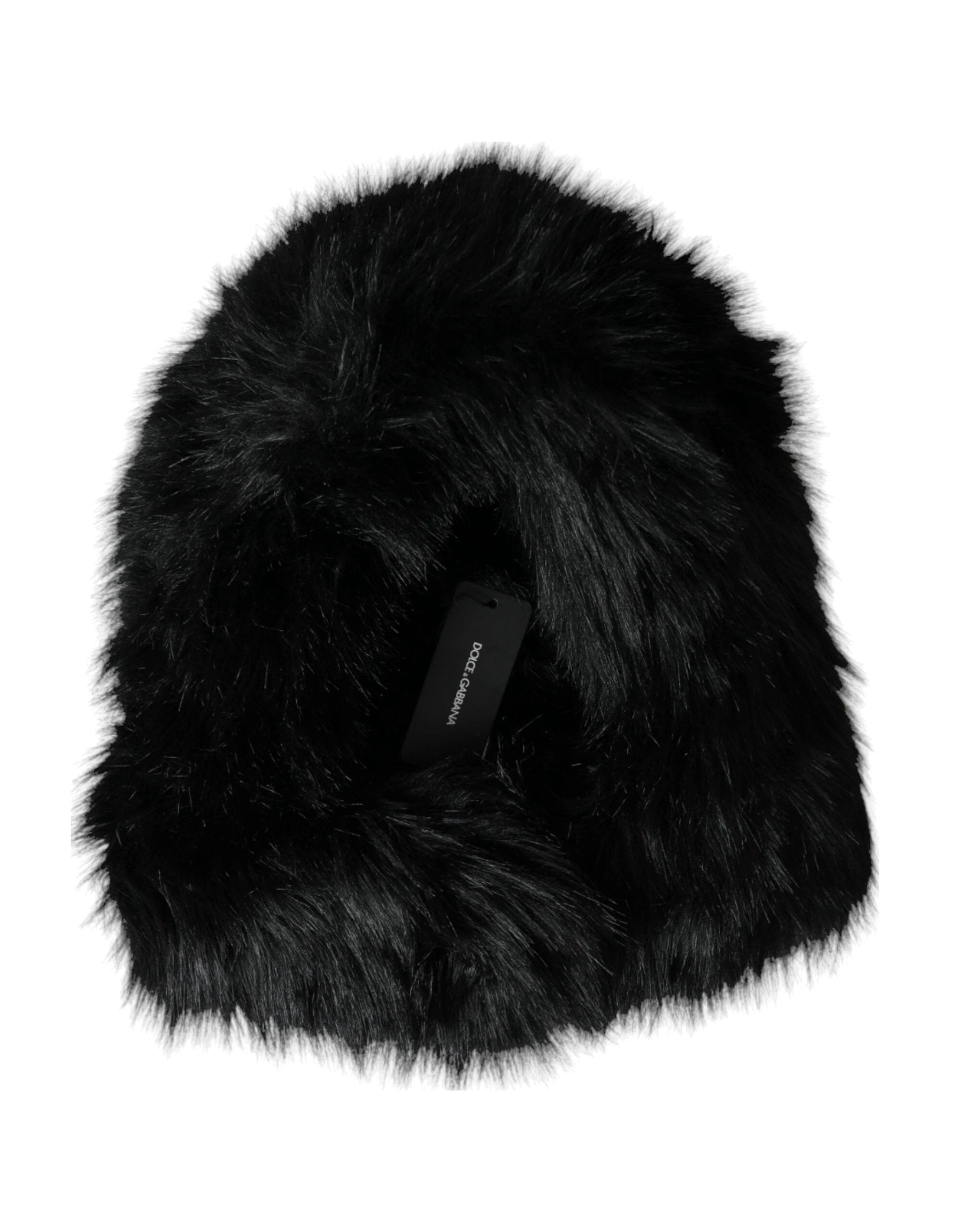 Dolce & Gabbana Black Faux Fur Whole Head Wrap Hat by Dolce & Gabbana