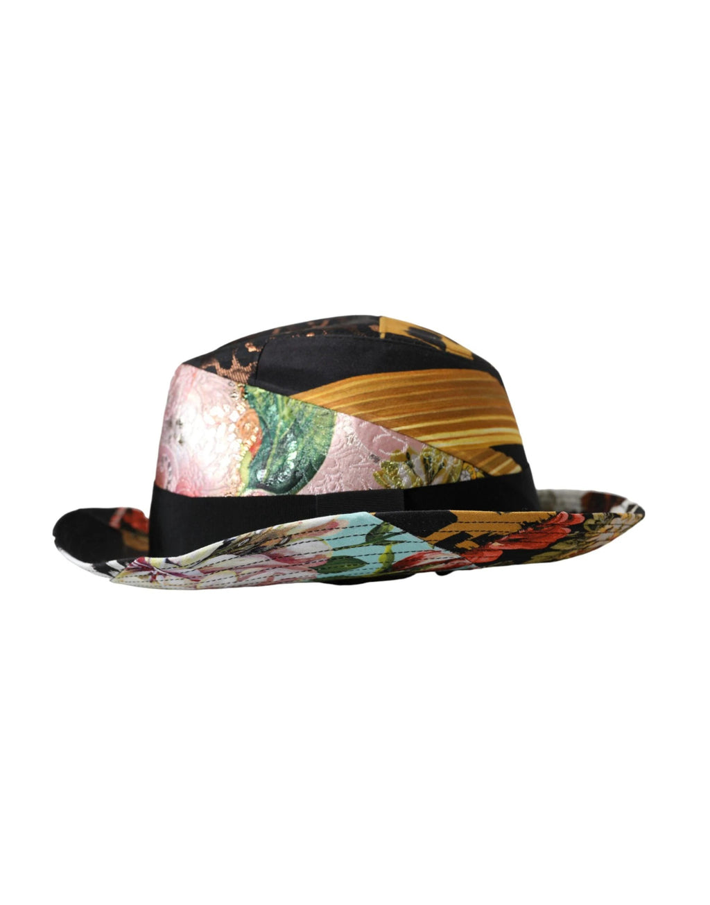 Dolce & Gabbana Multicolor Patchwork Women Fedora Wide Brim Hat by Dolce & Gabbana