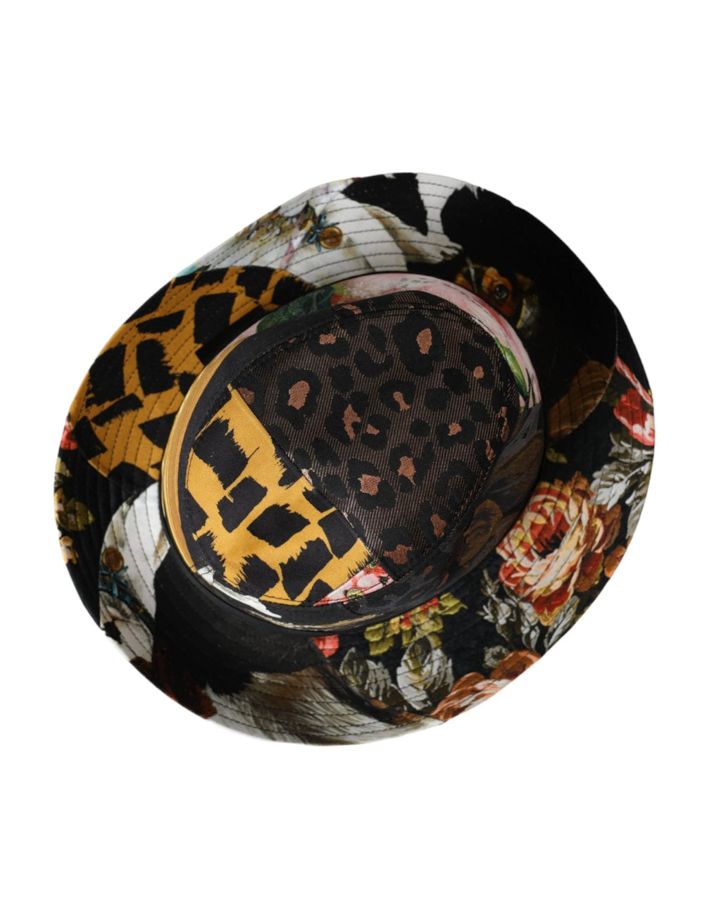 Dolce & Gabbana Multicolor Patchwork Women Fedora Wide Brim Hat by Dolce & Gabbana