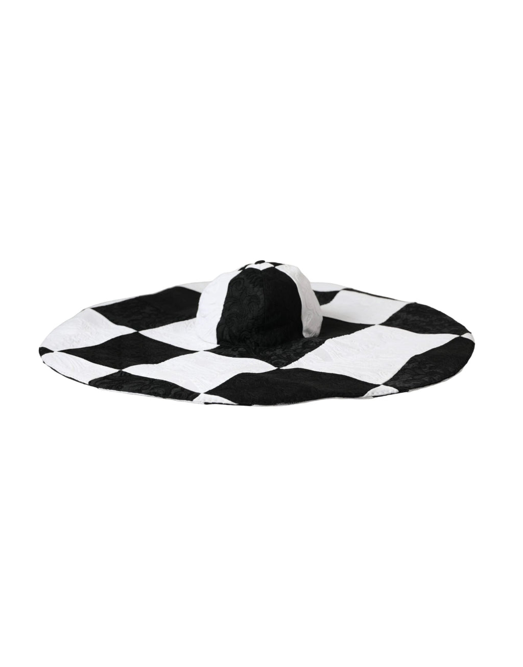 Dolce & Gabbana Black White Checkered Wide Brim Floppy Hat by Dolce & Gabbana