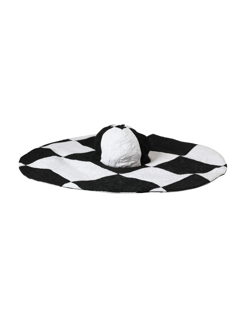 Dolce & Gabbana Black White Checkered Wide Brim Floppy Hat by Dolce & Gabbana