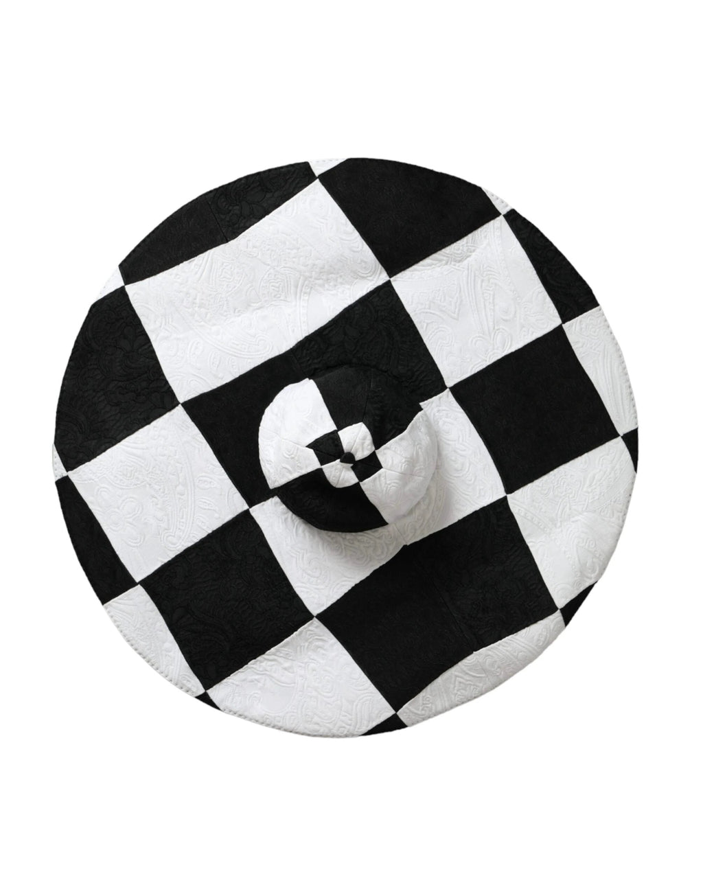 Dolce & Gabbana Black White Checkered Wide Brim Floppy Hat by Dolce & Gabbana
