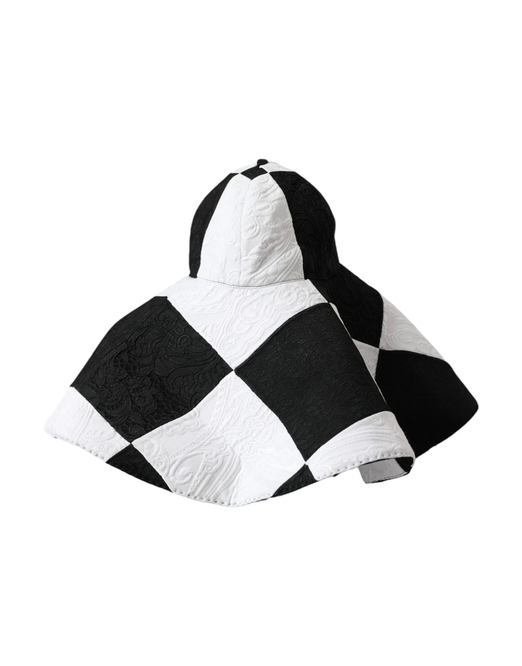 Dolce & Gabbana Black White Checkered Wide Brim Floppy Hat by Dolce & Gabbana