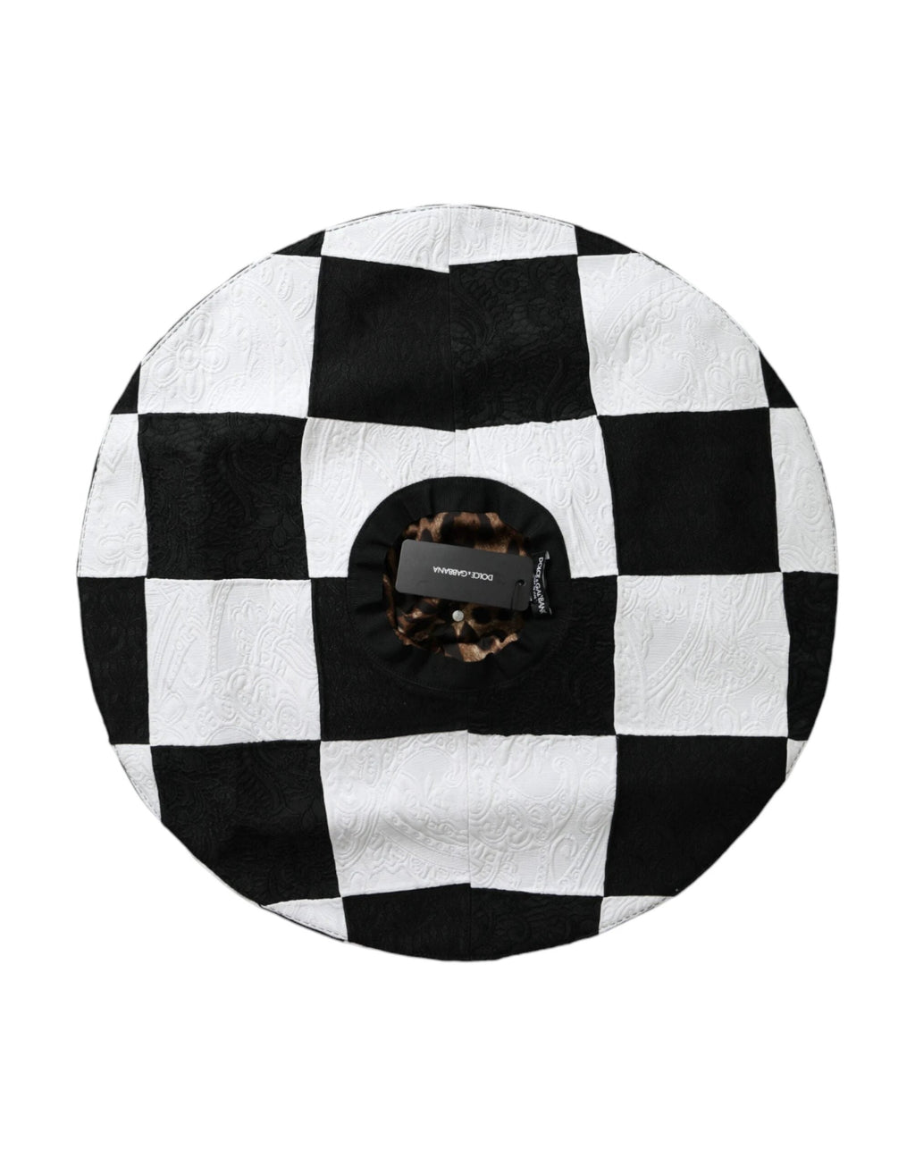 Dolce & Gabbana Black White Checkered Wide Brim Floppy Hat by Dolce & Gabbana