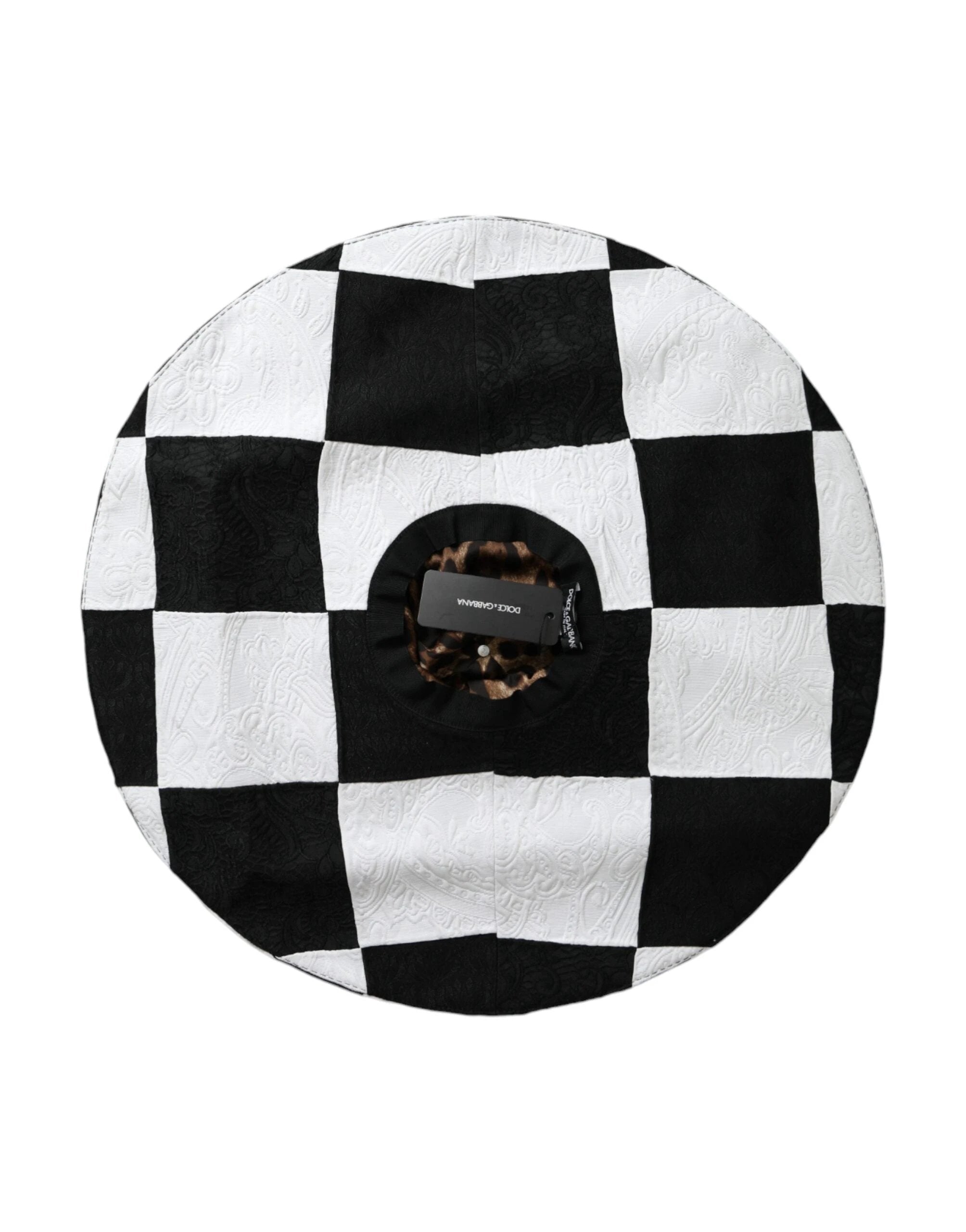Dolce & Gabbana Black White Checkered Wide Brim Floppy Hat by Dolce & Gabbana