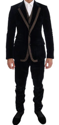 Dolce & Gabbana Blue Velvet Two Button Slim 3 Piece Suit by Dolce & Gabbana