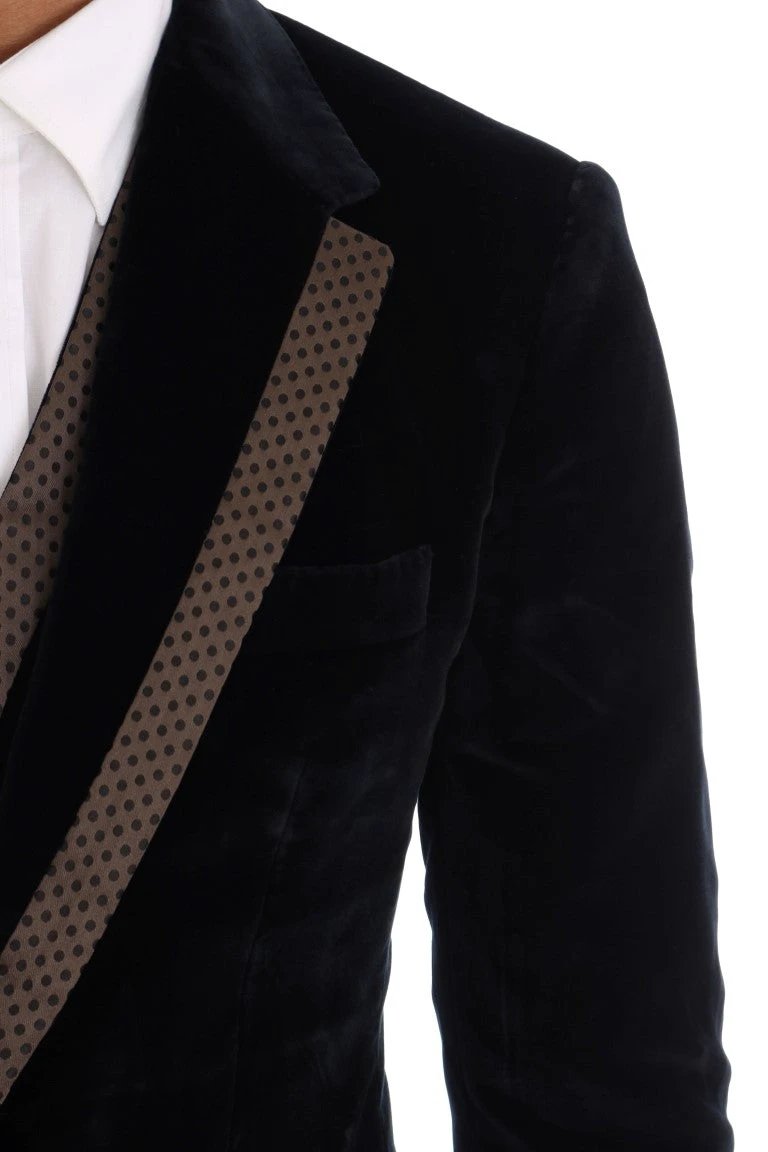 Dolce & Gabbana Blue Velvet Two Button Slim 3 Piece Suit by Dolce & Gabbana