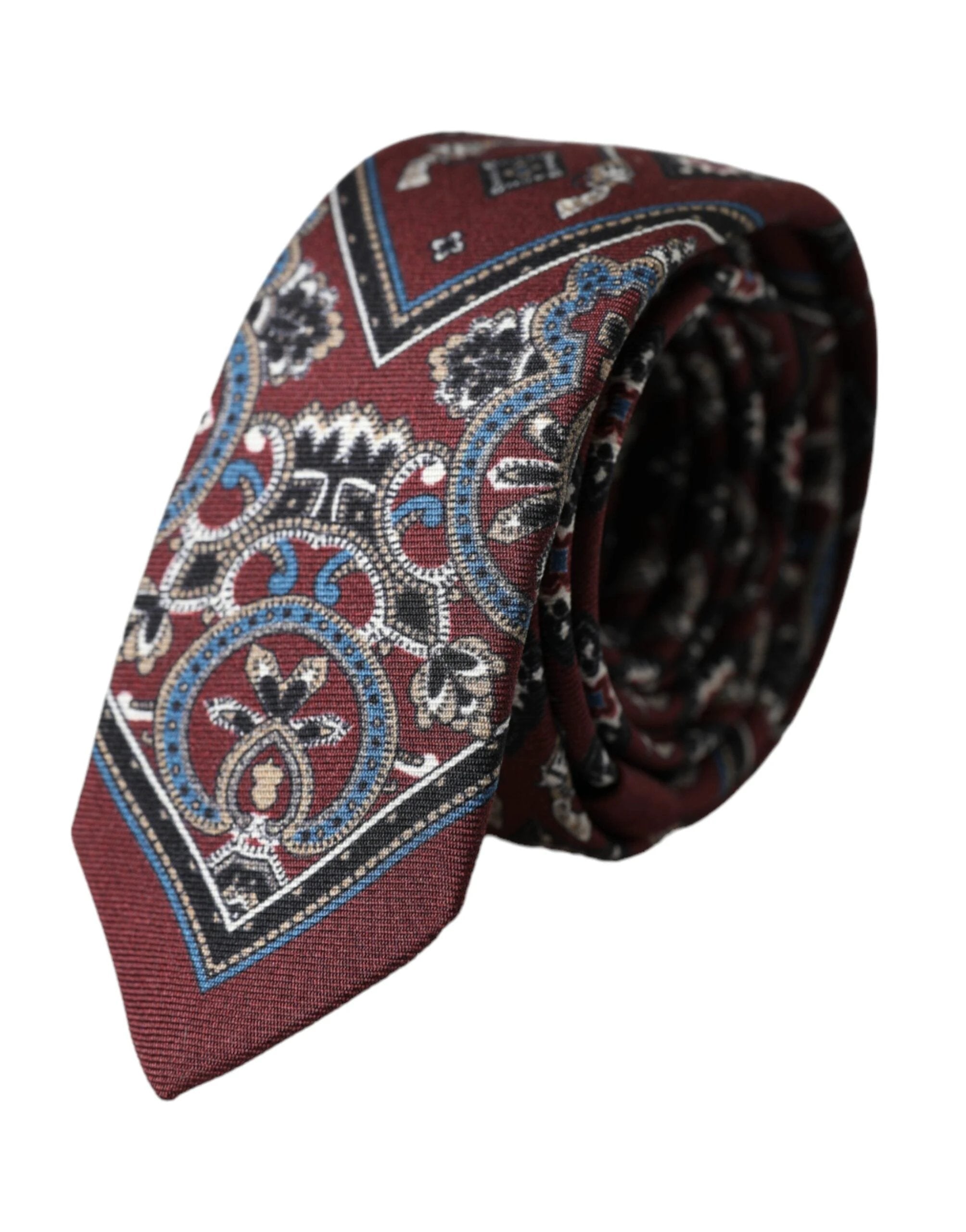Dolce & Gabbana Bordeaux Printed 100% Silk Adjustable Men Tie by Dolce & Gabbana