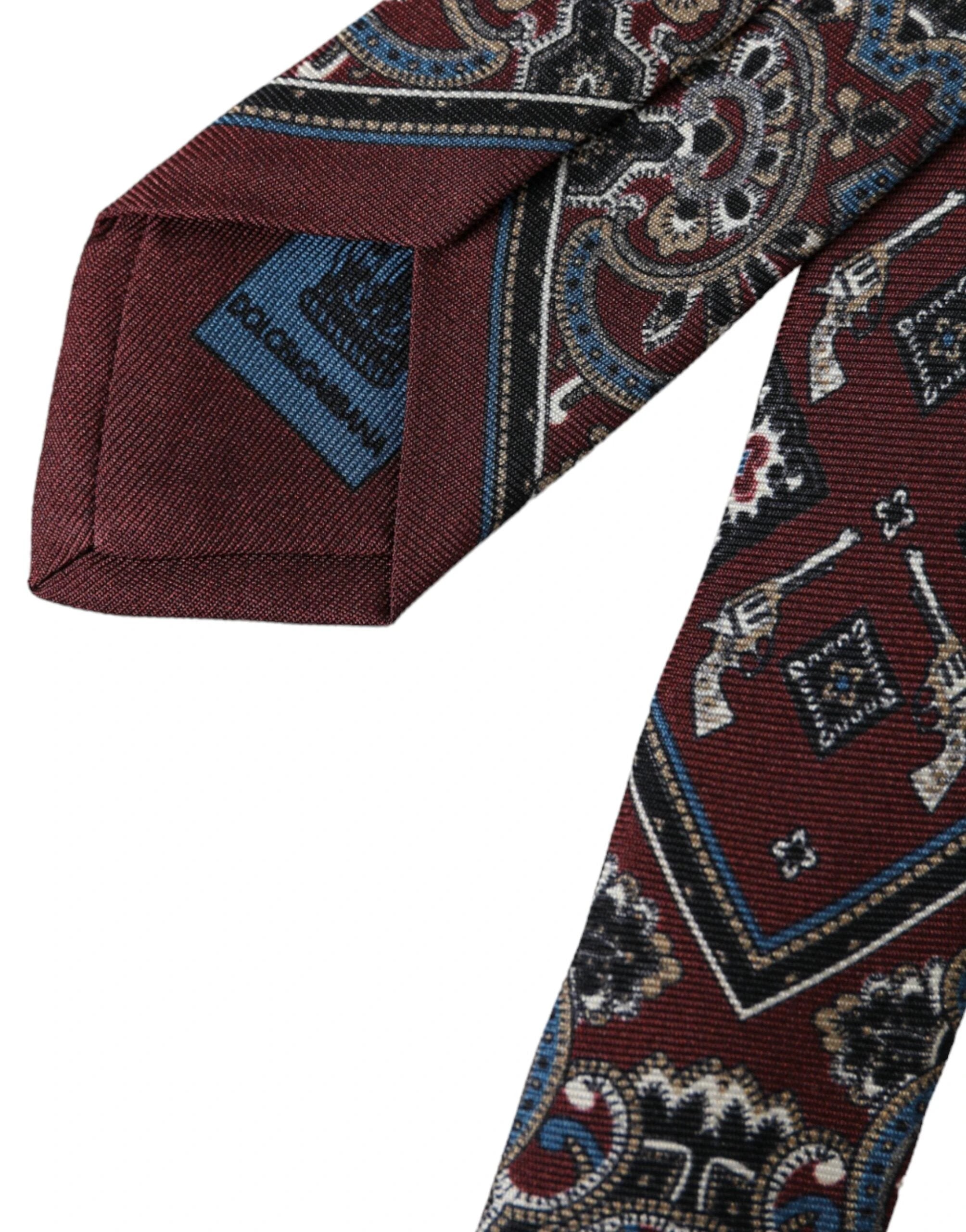 Dolce & Gabbana Bordeaux Printed 100% Silk Adjustable Men Tie by Dolce & Gabbana