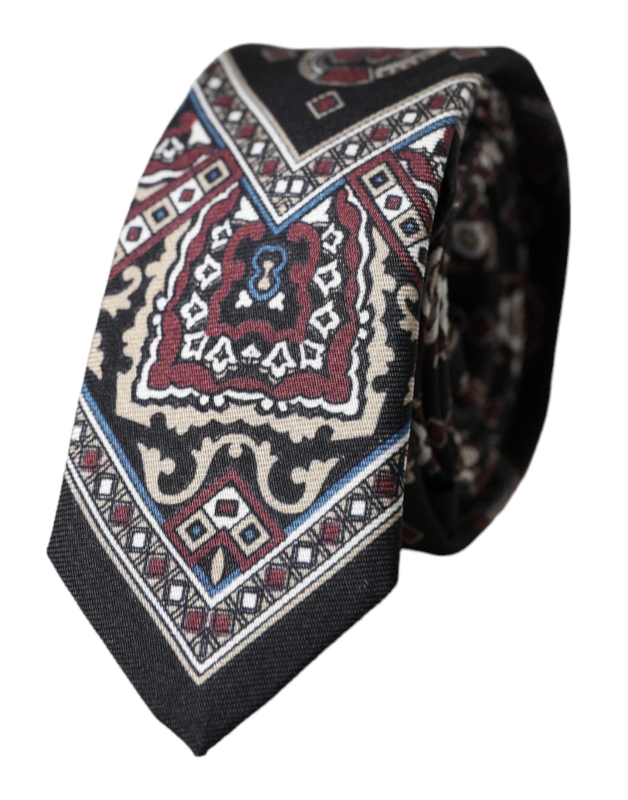 Dolce & Gabbana Black Printed 100% Silk Adjustable Men Tie by Dolce & Gabbana
