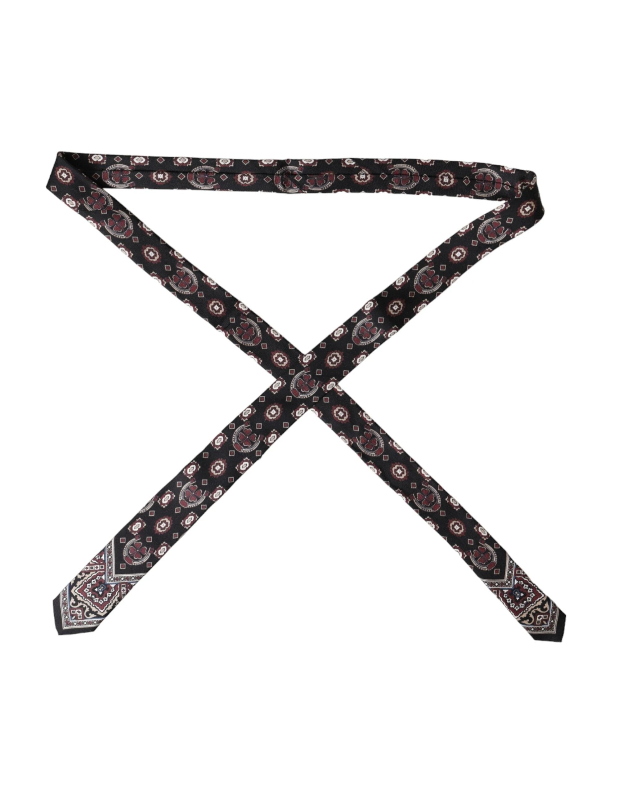 Dolce & Gabbana Black Printed 100% Silk Adjustable Men Tie by Dolce & Gabbana