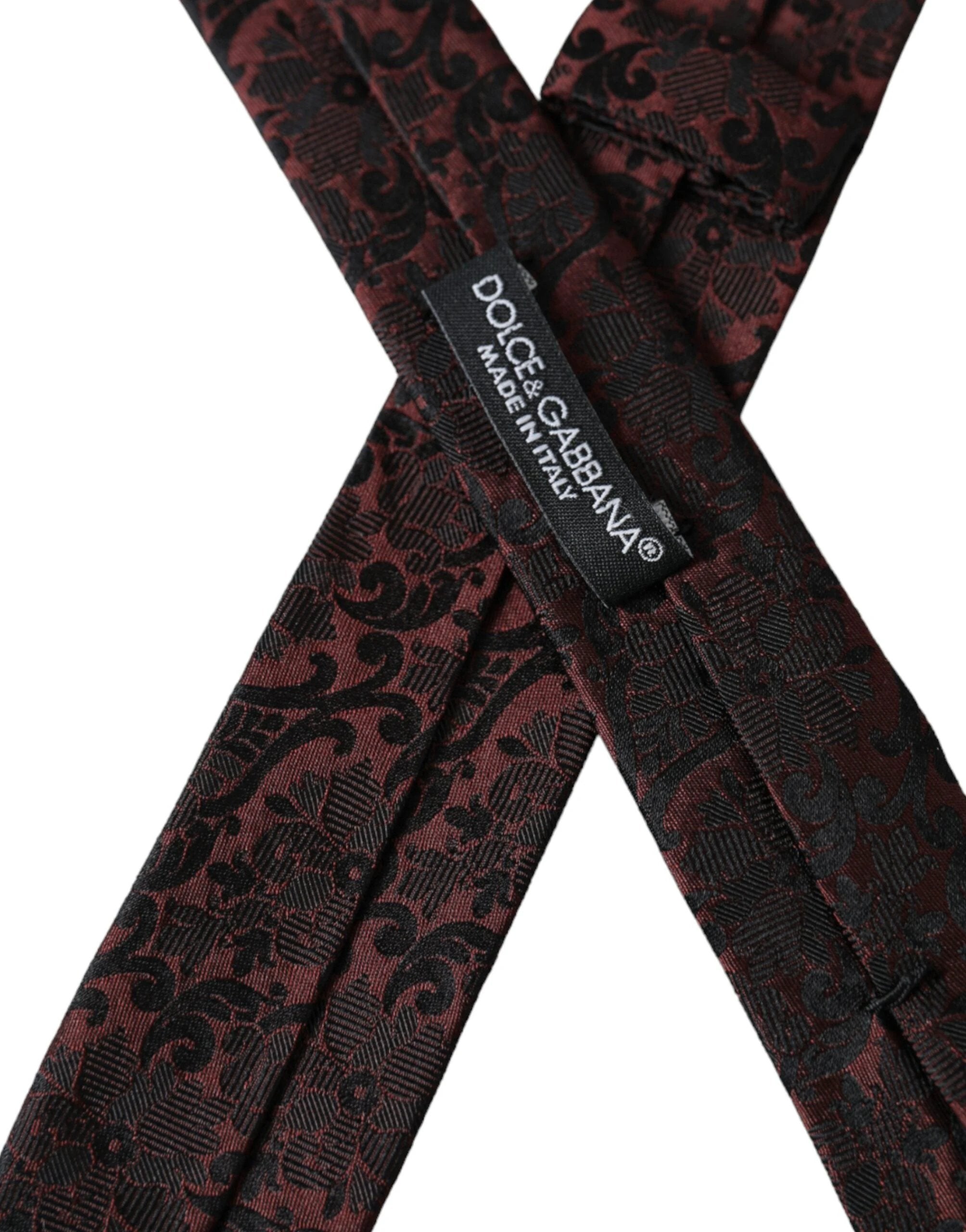 Dolce & Gabbana Maroon Floral Fantasy Silk Adjustable Men Tie by Dolce & Gabbana