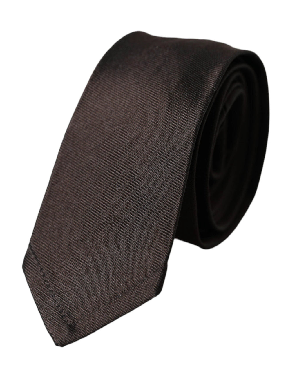 Dolce & Gabbana Brown Solid 100% Silk Adjustable Tie by Dolce & Gabbana