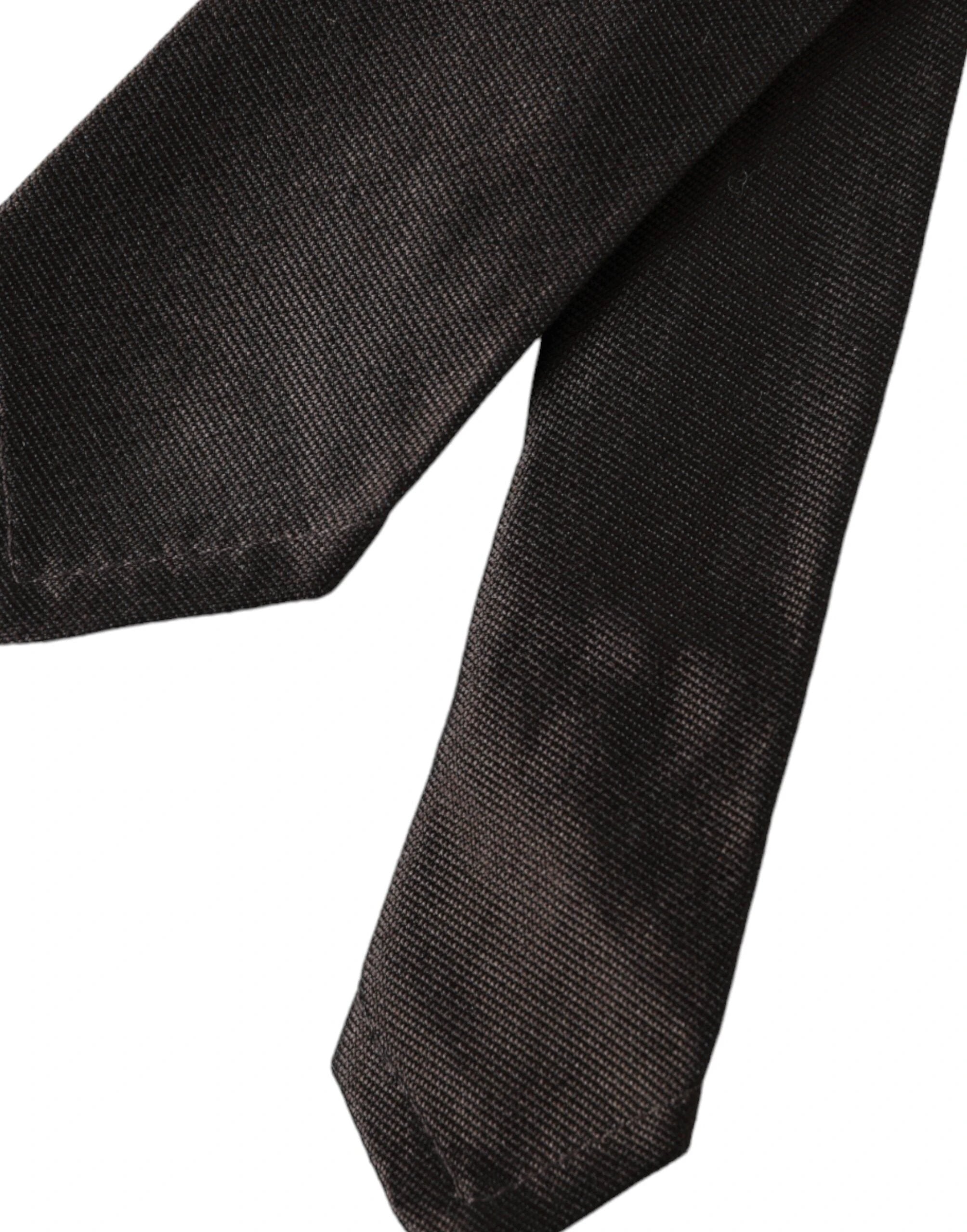 Dolce & Gabbana Brown Solid 100% Silk Adjustable Tie by Dolce & Gabbana