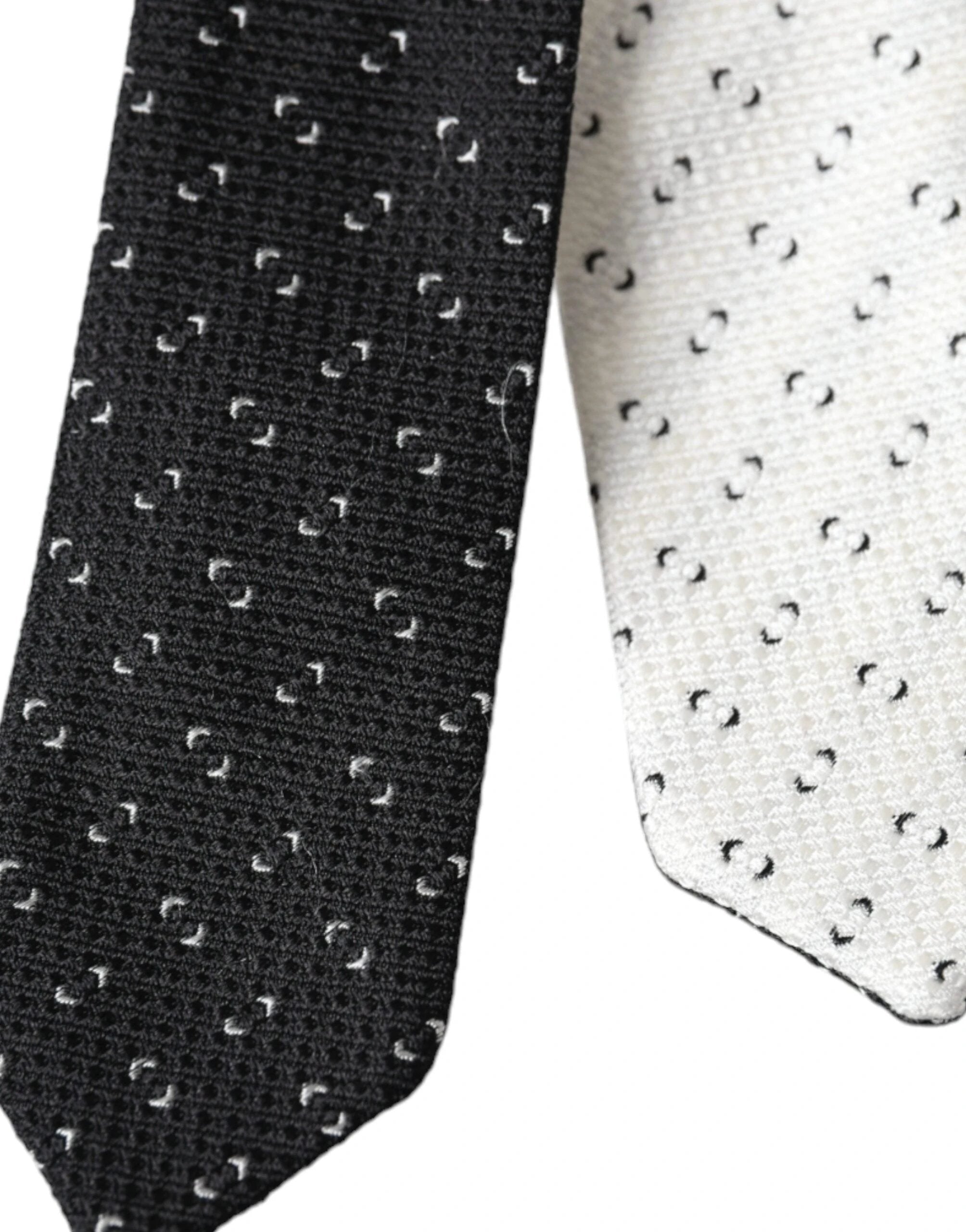 Dolce & Gabbana Black White Patterned Adjustable Tie by Dolce & Gabbana