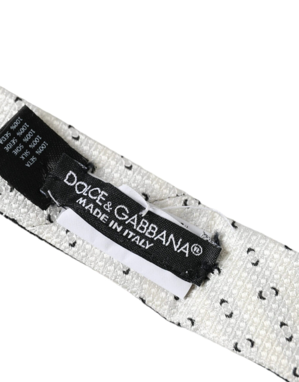 Dolce & Gabbana Black White Patterned Adjustable Tie by Dolce & Gabbana