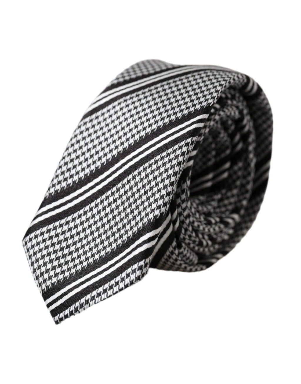 Dolce & Gabbana Black White Stripes Silk Adjustable Tie by Dolce & Gabbana