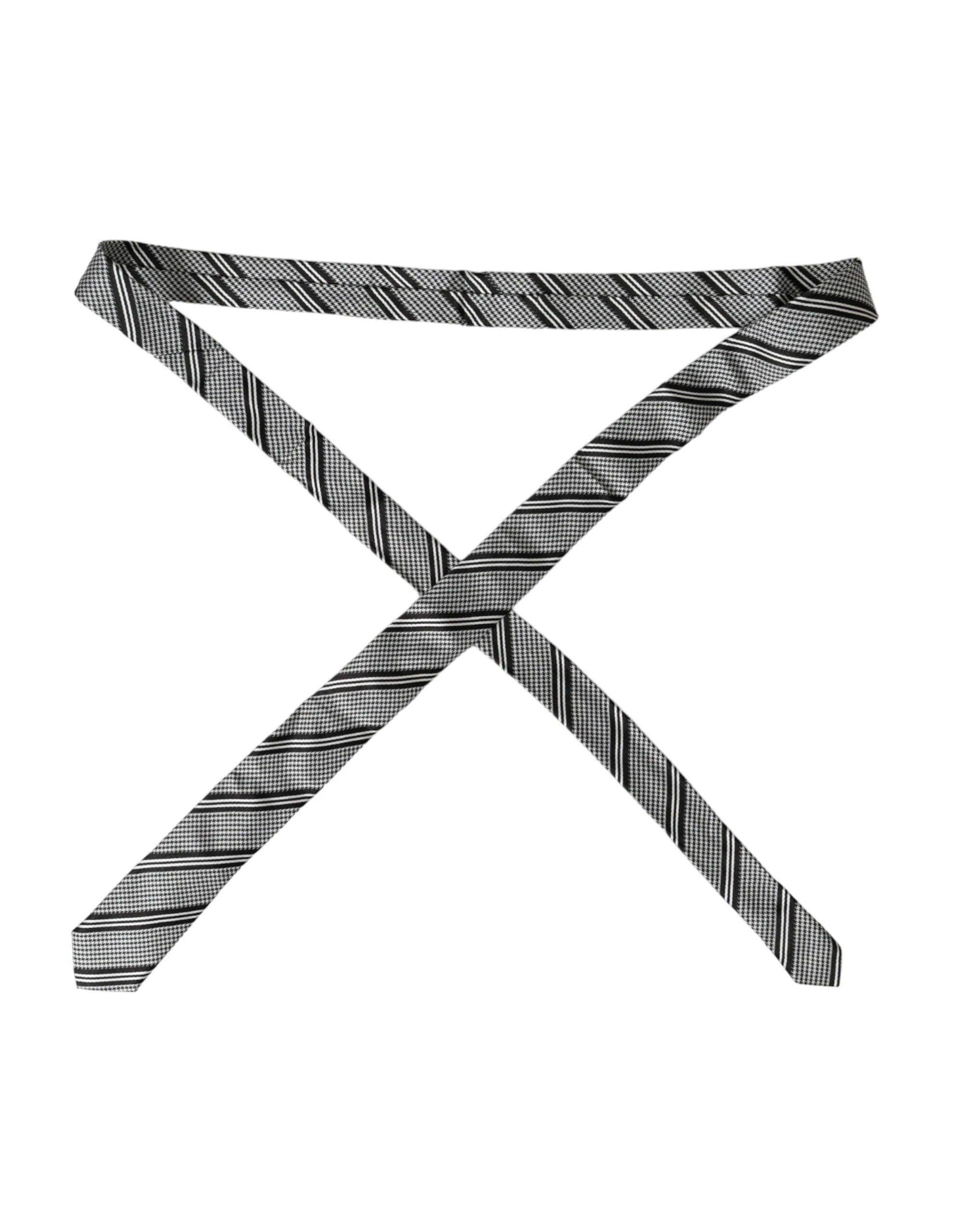 Dolce & Gabbana Black White Stripes Silk Adjustable Tie by Dolce & Gabbana