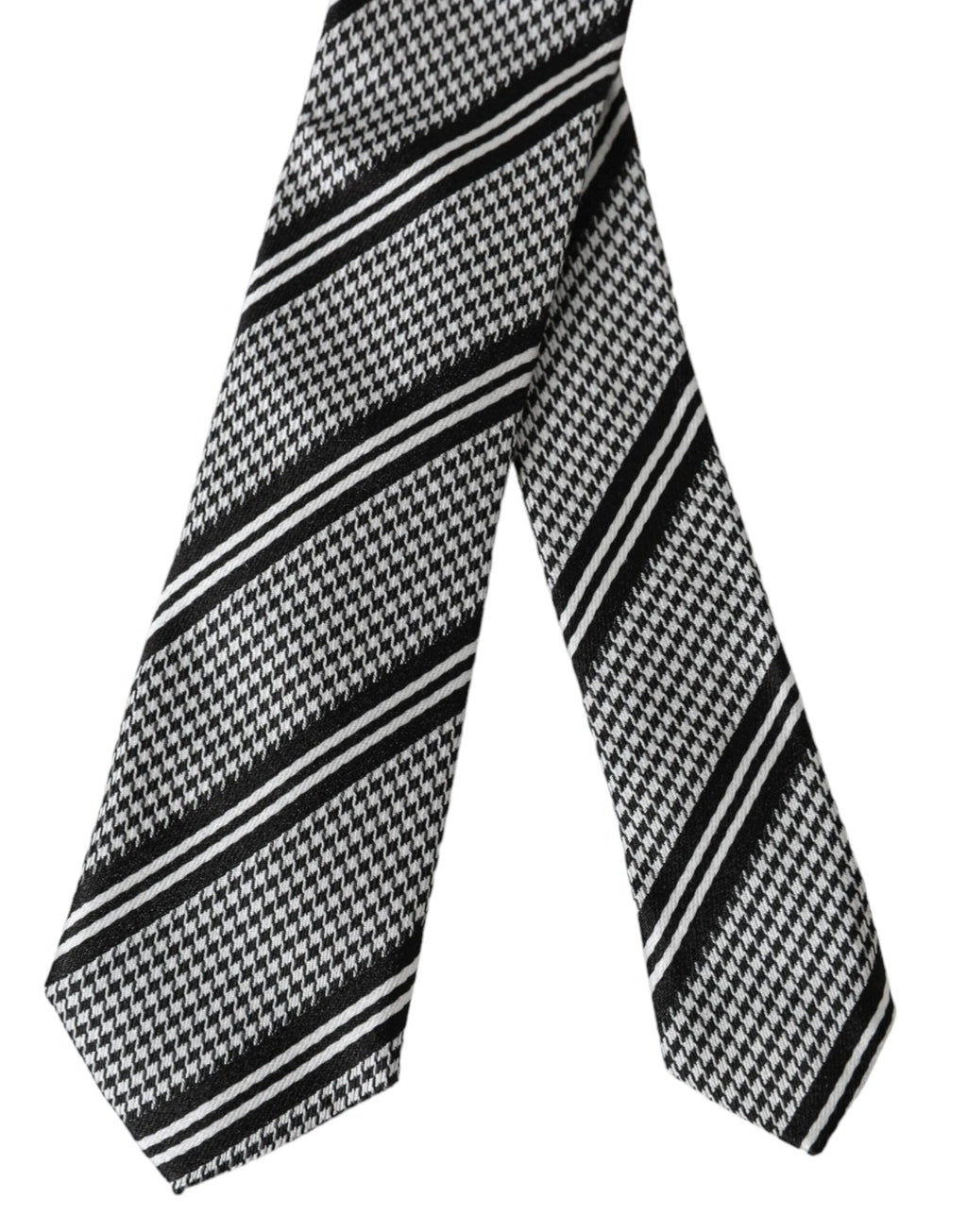 Dolce & Gabbana Black White Stripes Silk Adjustable Tie by Dolce & Gabbana