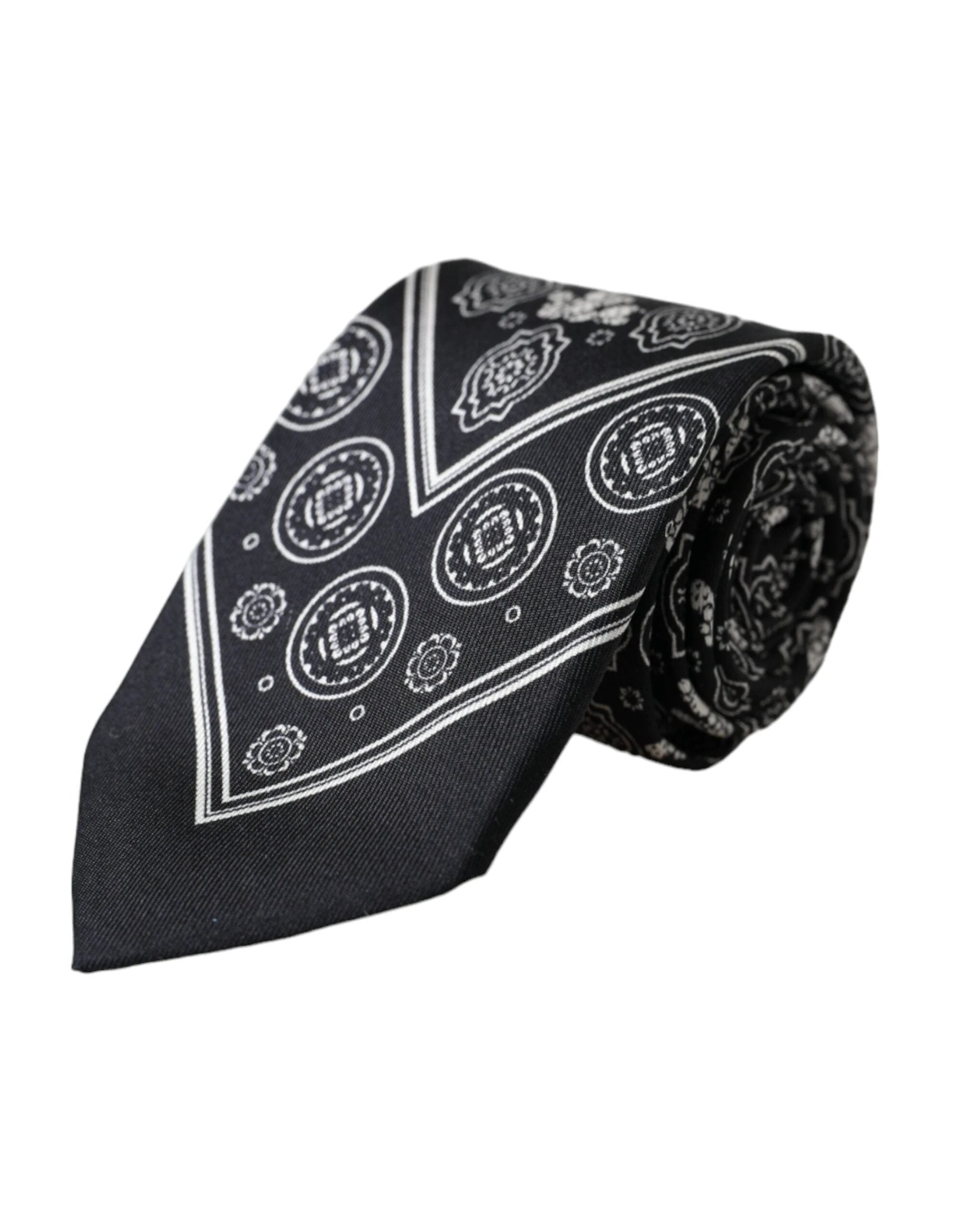 Dolce & Gabbana Black Patterned 100%Silk Adjustable Tie by Dolce & Gabbana