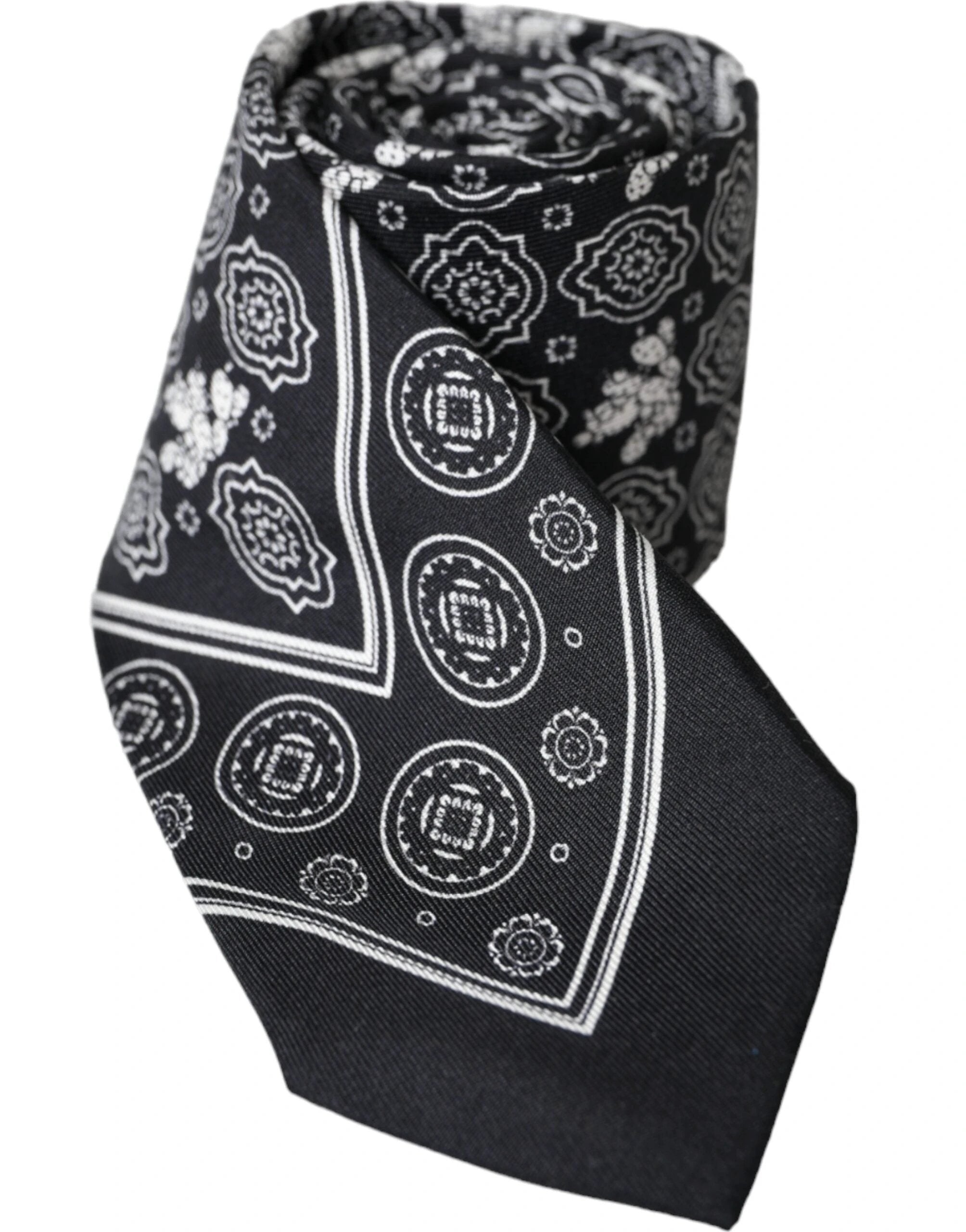 Dolce & Gabbana Black Patterned 100%Silk Adjustable Tie by Dolce & Gabbana