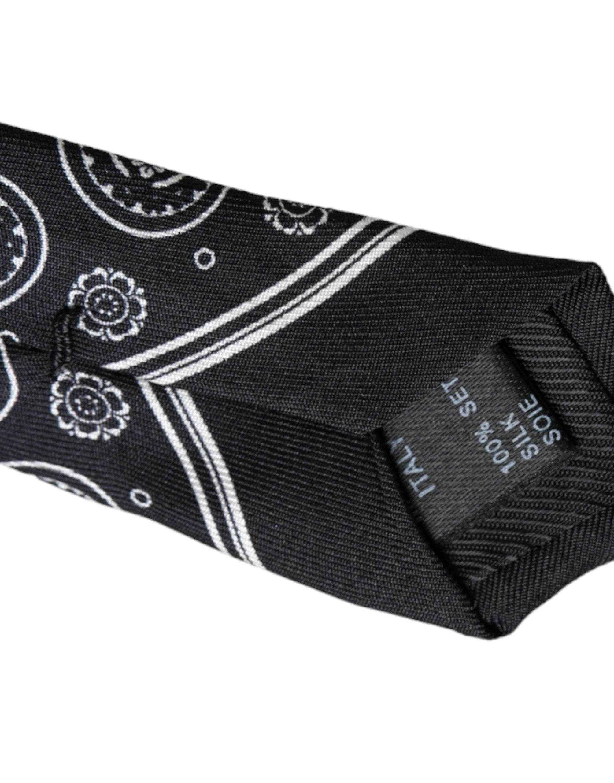 Dolce & Gabbana Black Patterned 100%Silk Adjustable Tie by Dolce & Gabbana