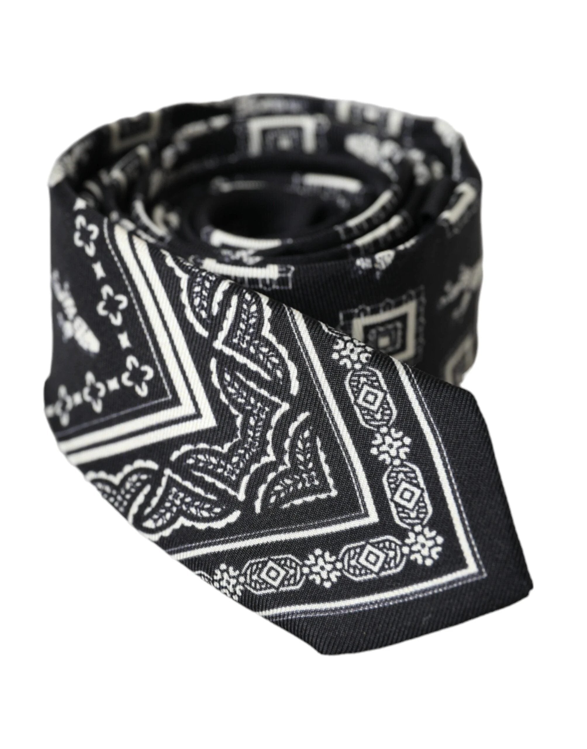 Dolce & Gabbana Black Patterned 100%Silk Adjustable Tie by Dolce & Gabbana
